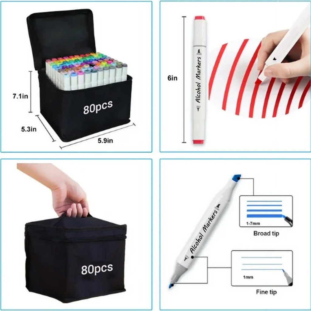 Alcohol Art Markers Set, 120 Pieces - Image 2