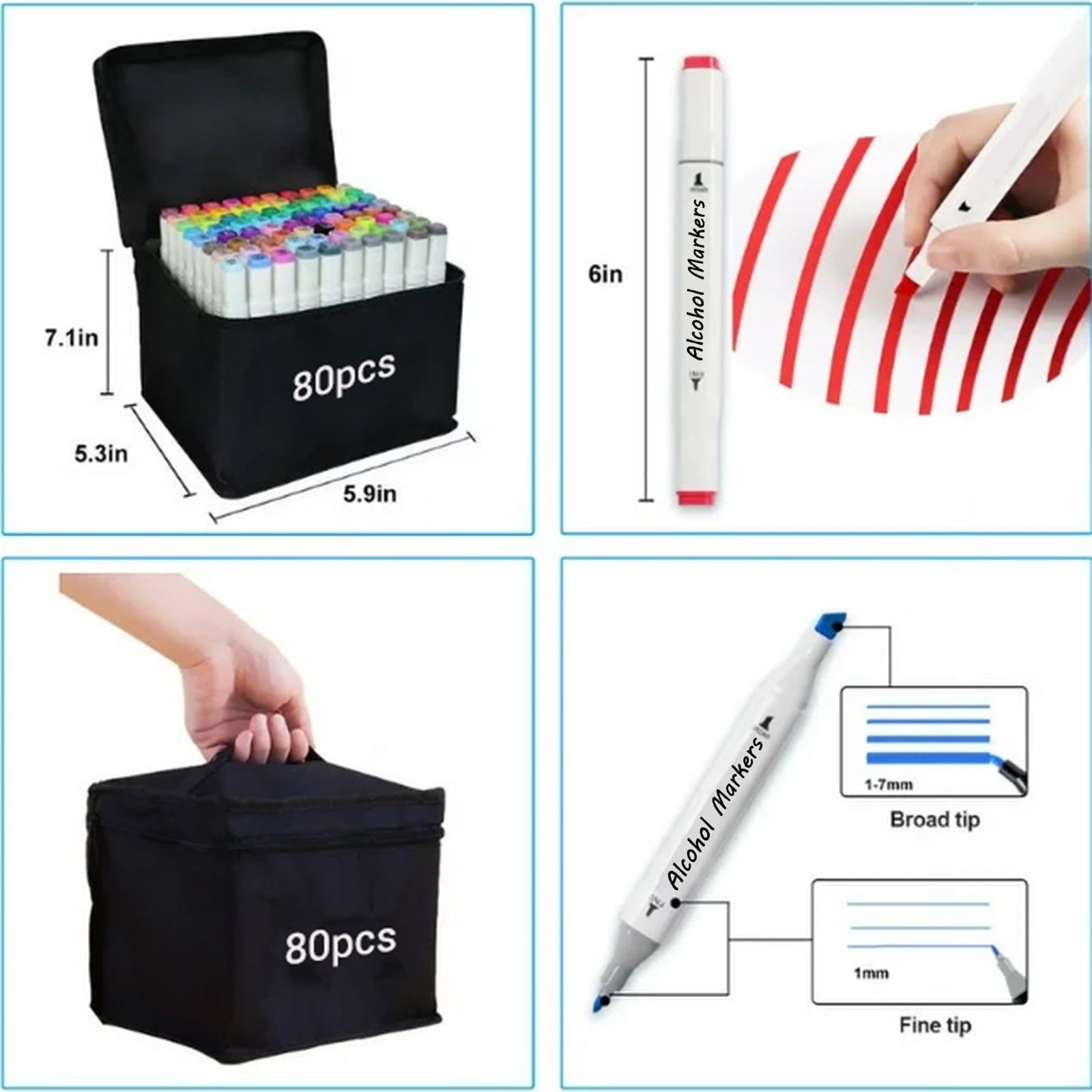 Alcohol Art Markers Set, 120 Pieces - Image 2