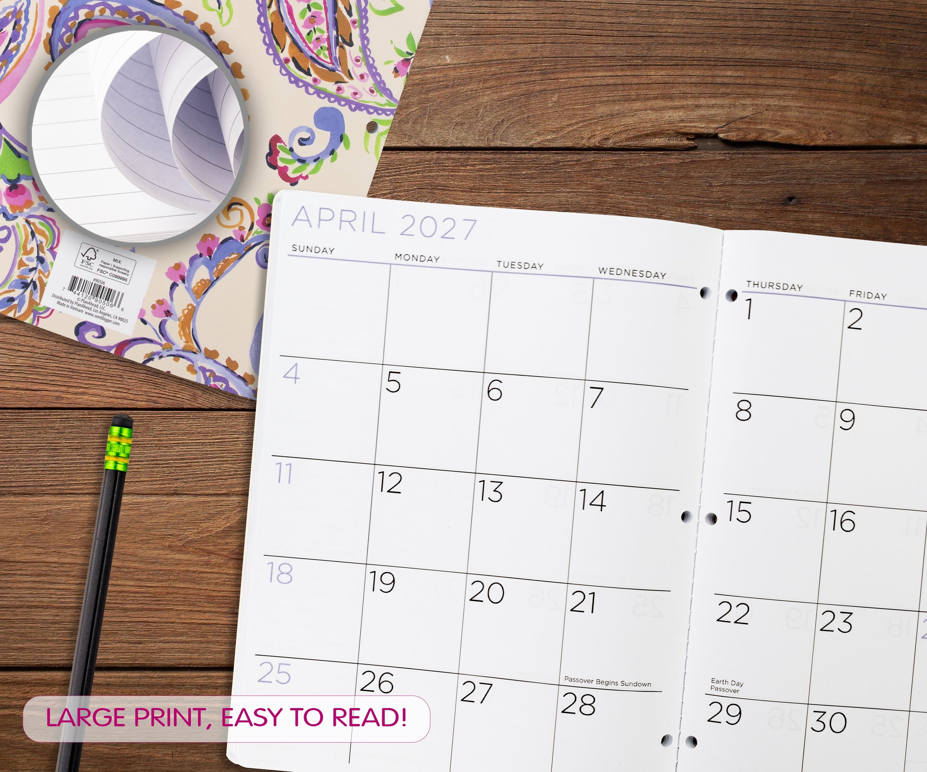 Monthly Planner, Large (8.5" x 11"), Paisley, 2-Year: Apr 2026 Mar 2028 - Image 4