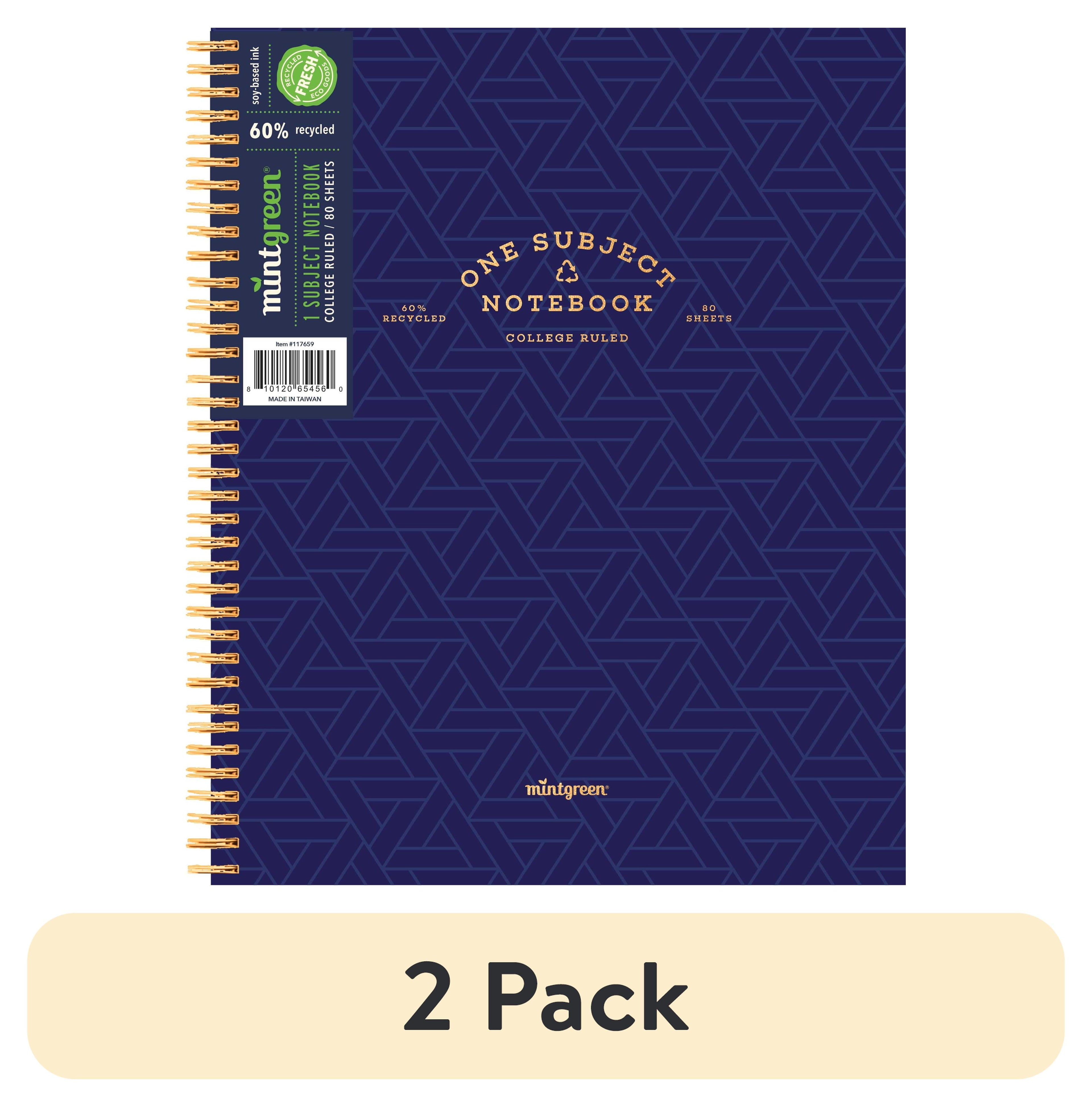 (2 pack) Mintgreen Spiral Bound 1 Subject Notebook College Ruled - Professional Series - 80 Sheets - 8.5 x 10.5in.