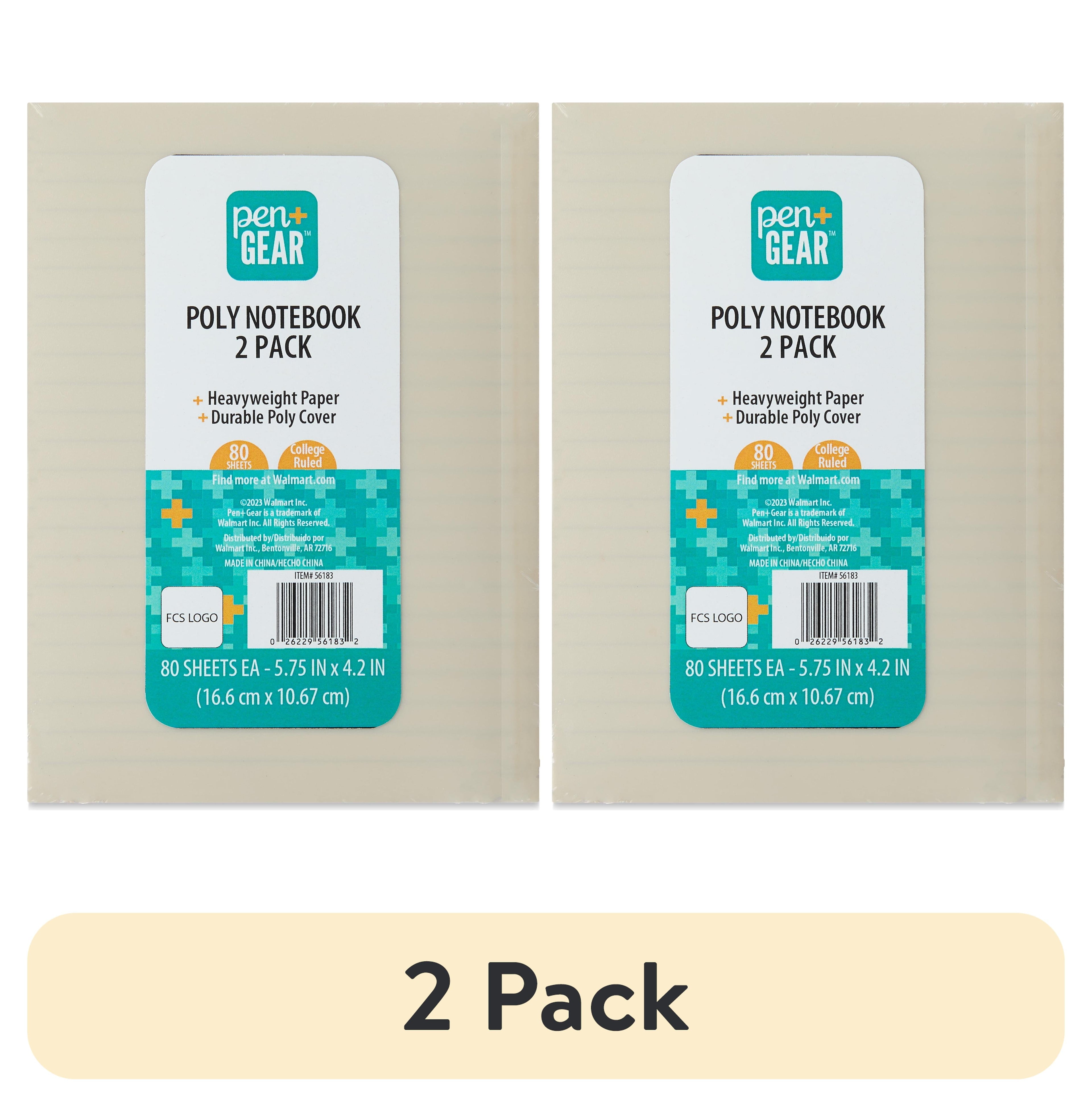 (2 pack) Poly Notebooks, Black & White, 5.75" x 4.2", 80 Ruled Pages, 2 Count