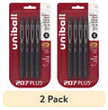 (2 pack) uniball™ 207 Plus+ Retractable Gel Pens, Micro Point (0.5mm), Black Barrel, Black Ink, 4 Pack