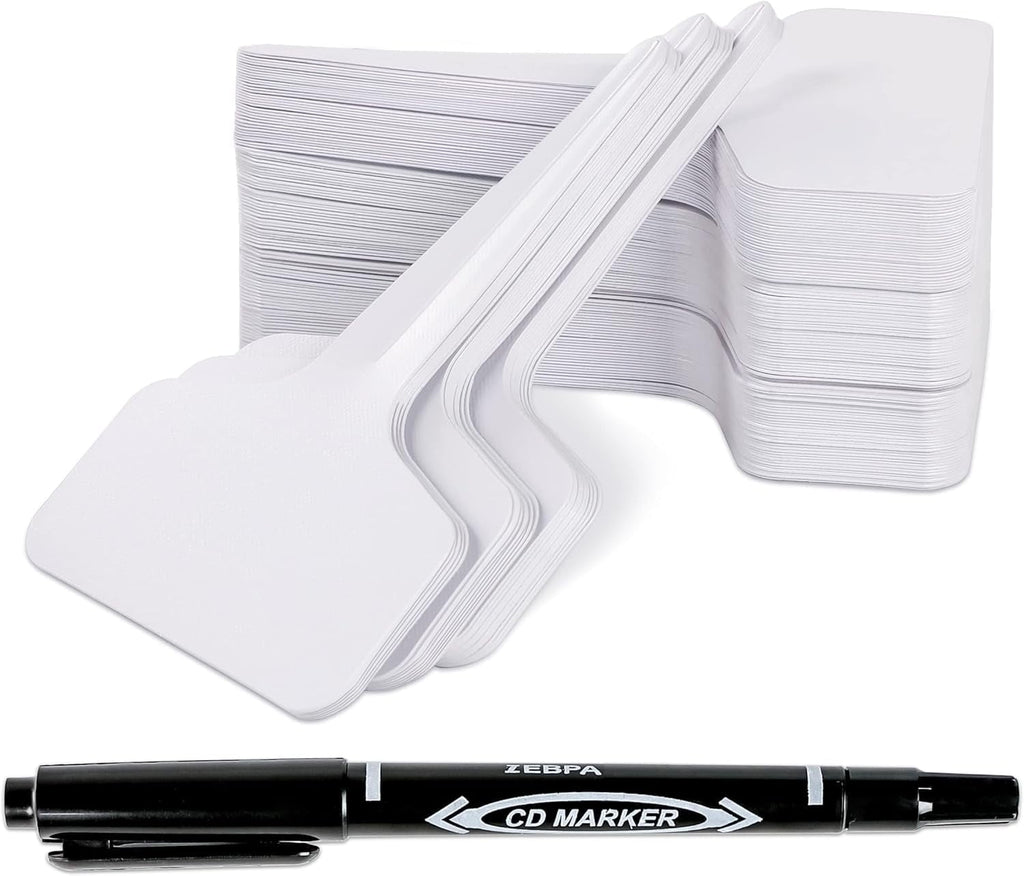 200pcs 4 Inch T-Type Plant Labels - Waterproof Plastic Garden Markers with Permanent Marker Pen, Reusable Plant Tags ...