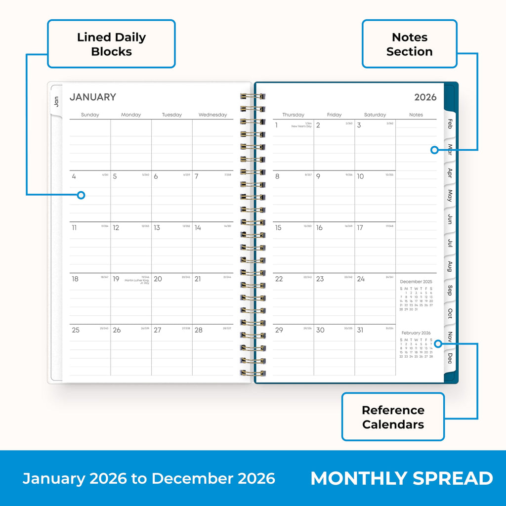 Blue Sky 2026 Weekly and Monthly Planner Calendar, January 2026 - December 2026, 5" x 8", Flexible Frosted Cover, Laminated Tabs, Durable Tw - Image 4