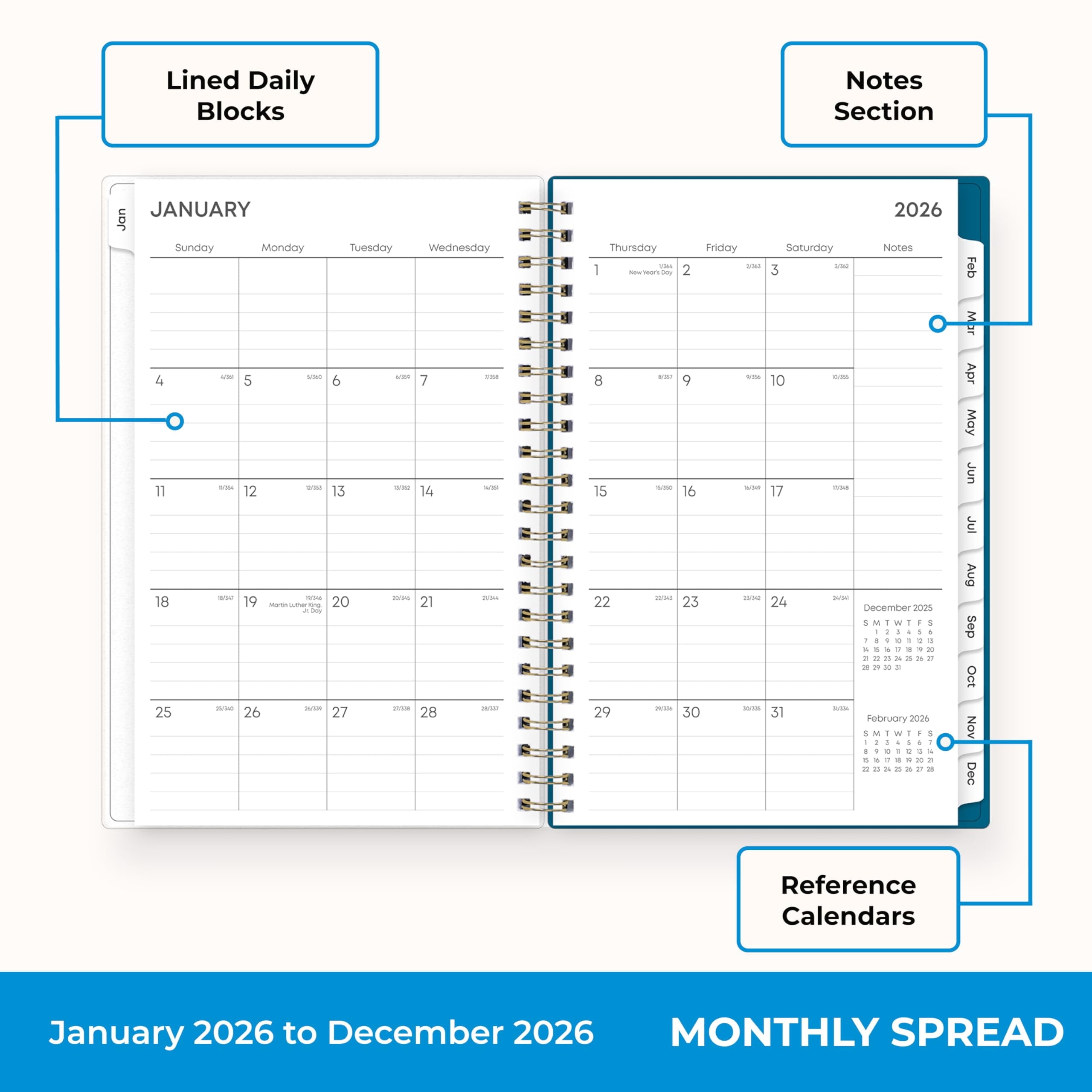 Blue Sky 2026 Weekly and Monthly Planner Calendar, January 2026 - December 2026, 5" x 8", Flexible Frosted Cover, Laminated Tabs, Durable Tw - Image 4