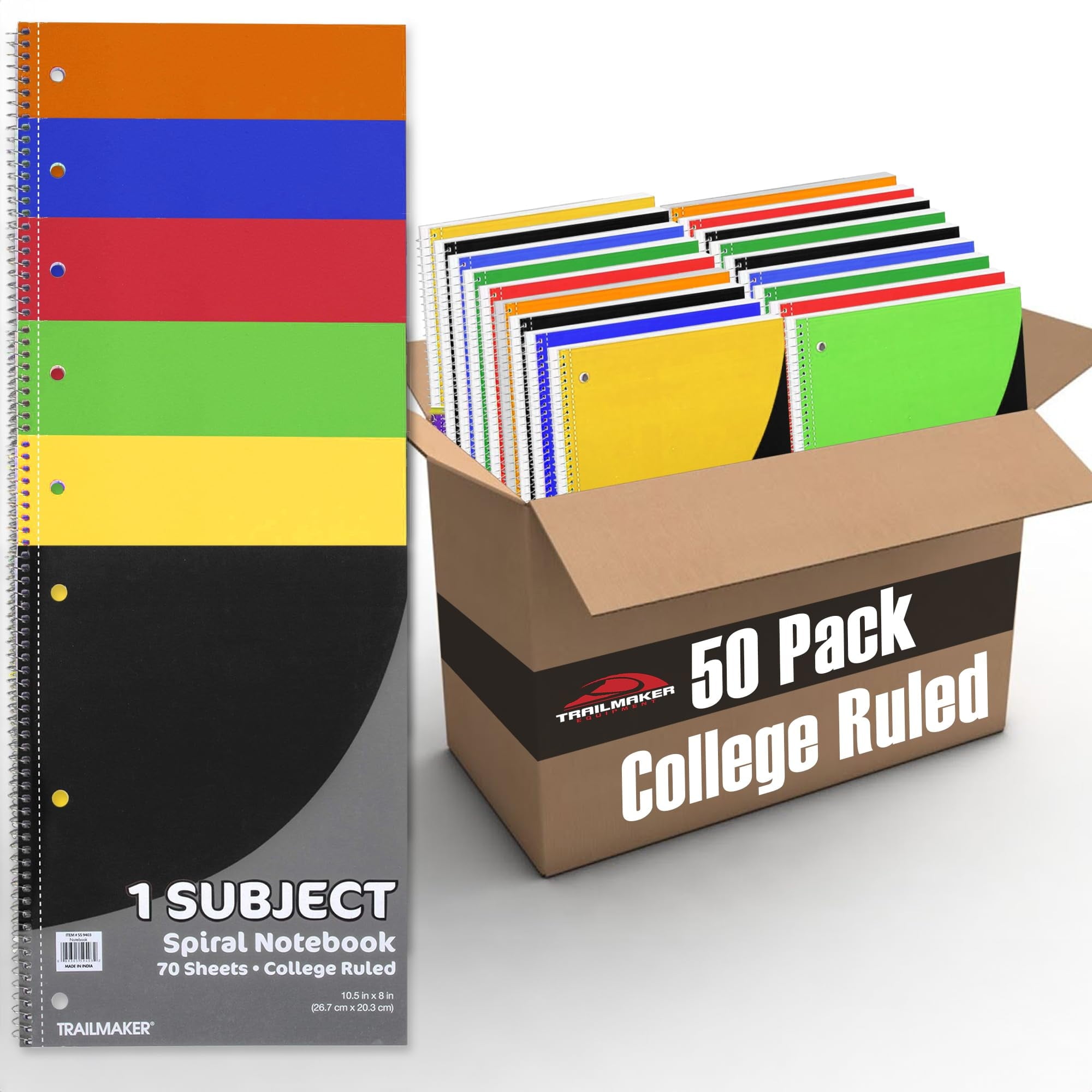 50 pack 1 Subject 70 Sheet College Ruled Lined Spiral Notebooks in Assorted Colors - Image 3