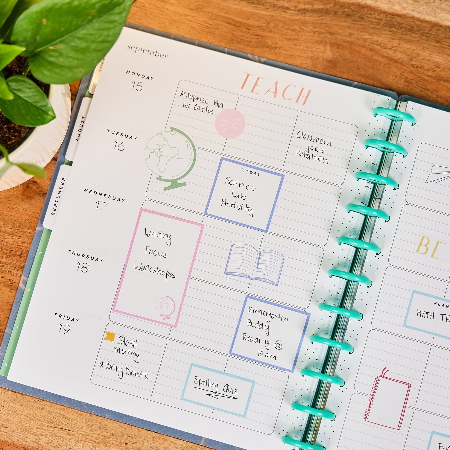 Happy Planner Classroom Plans Teacher Planner - 12-Month Academic, July 2025-2026, Red - Image 6