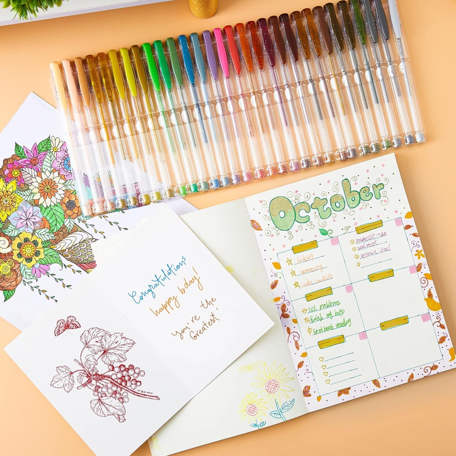 Shuttle Art 60 Pack Earth Tone Gel Pens, 30 Brown Earth Tone Gel Pens with 30 Refills for Adults Coloring Books Journaling Drawing Nature, L - Image 2