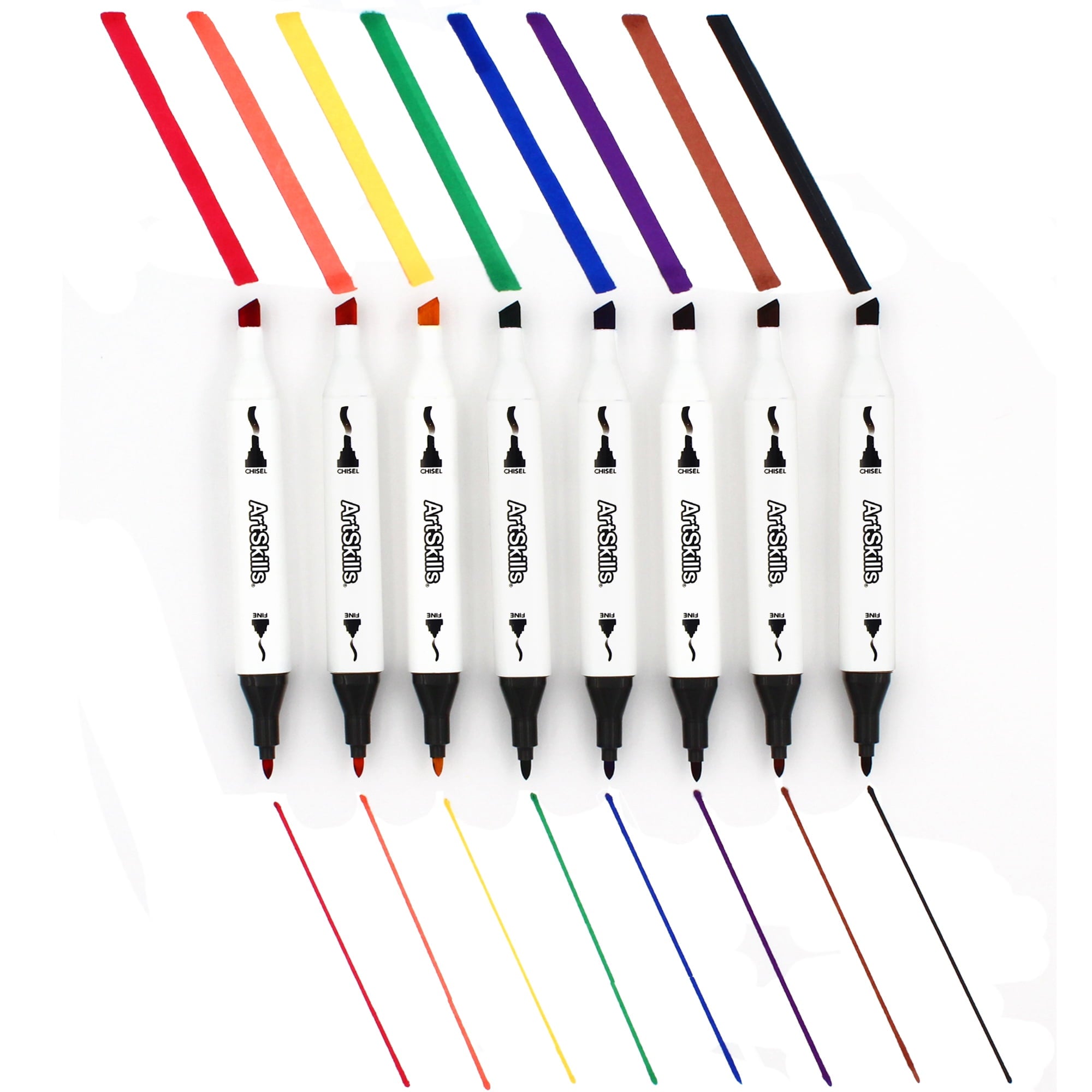 Dual Tip Markers, 8-Pack, Fine & Chisel Tips, Assorted Colors for Drawing & Art Projects - Image 3