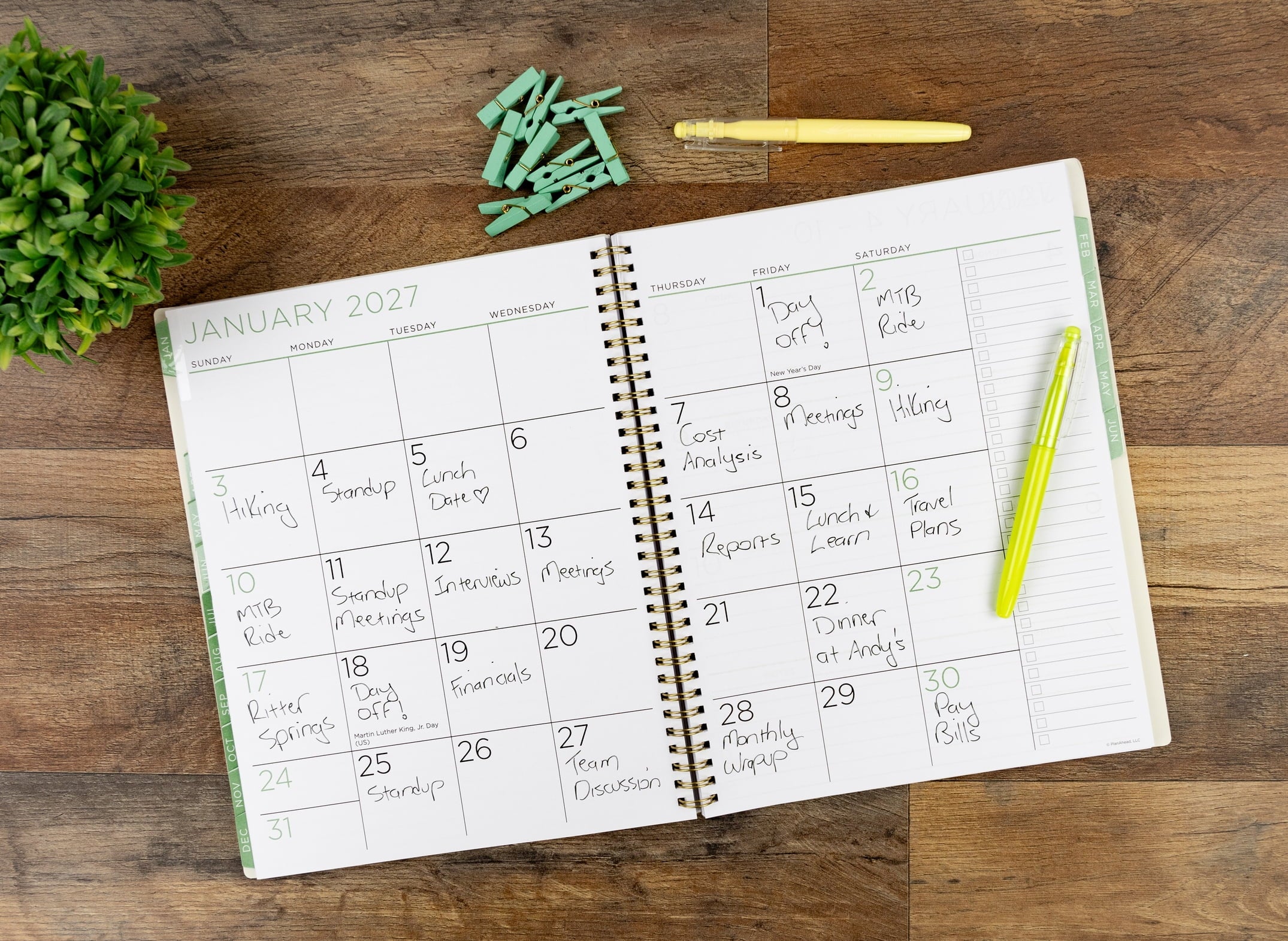M/W Planner, Large (9" x 11"), Green Floral, 15-Month: Apr 2026 - Jun 2027 - Image 6