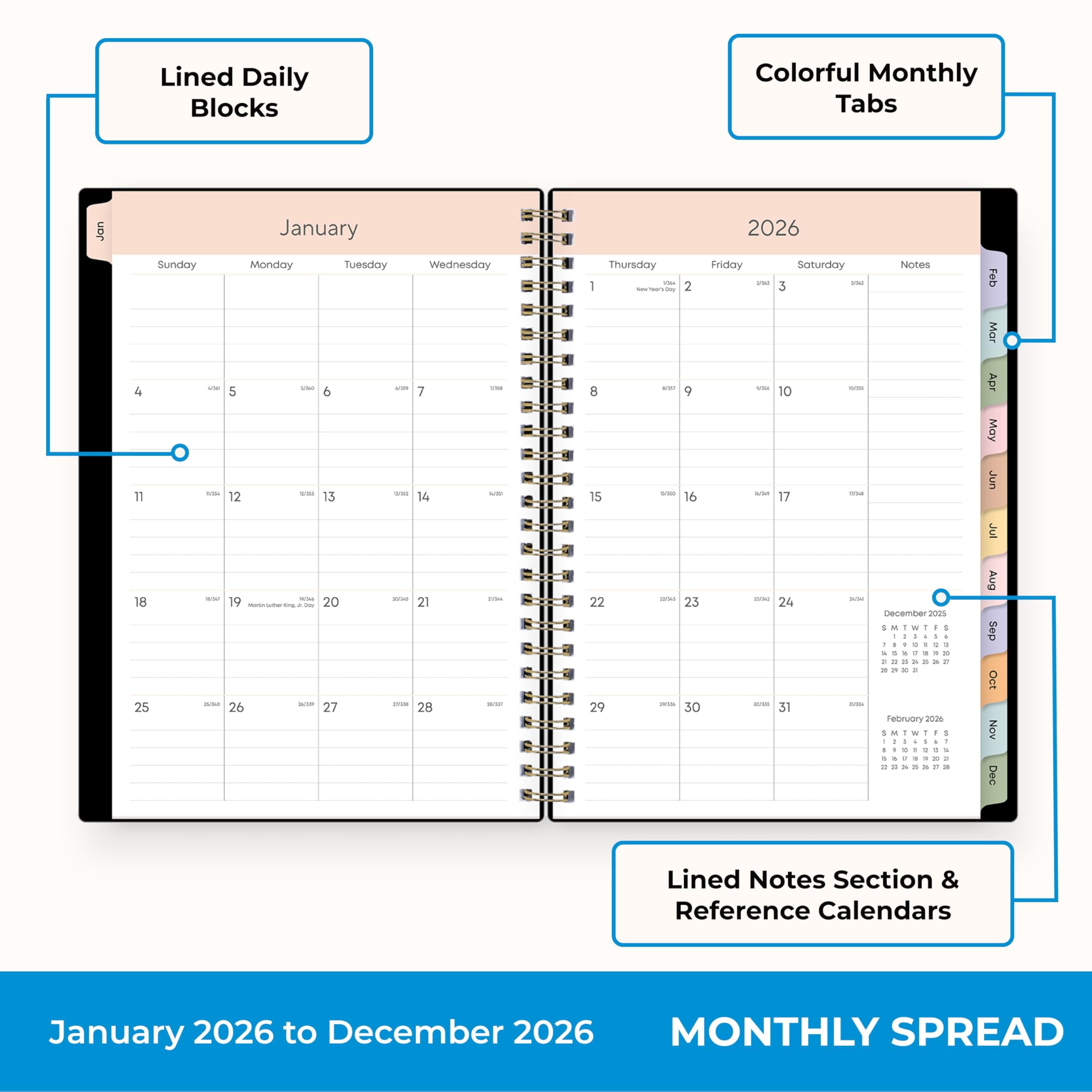 2026 Weekly and Monthly Planner Calendar, January 2026 - December 2026, 5.875 x 8.625, Flexible Cover, Storage Pocket... - Image 4