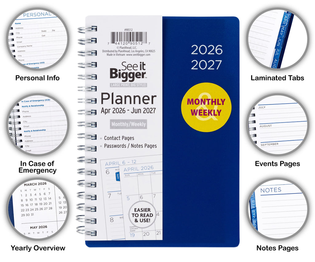 M/W Planner, Small (4.25" x 6.5"), Blue, 15-Month: Apr 2026 - Jun 2027 - Image 2