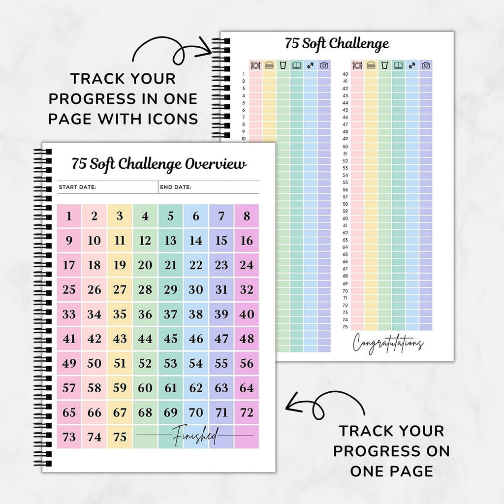 75-Day Soft Challenge Planner Notebook, 75 Easy Target Tracker Journal – Editable Spiral Organizer Notepad with Weekl... - Image 5