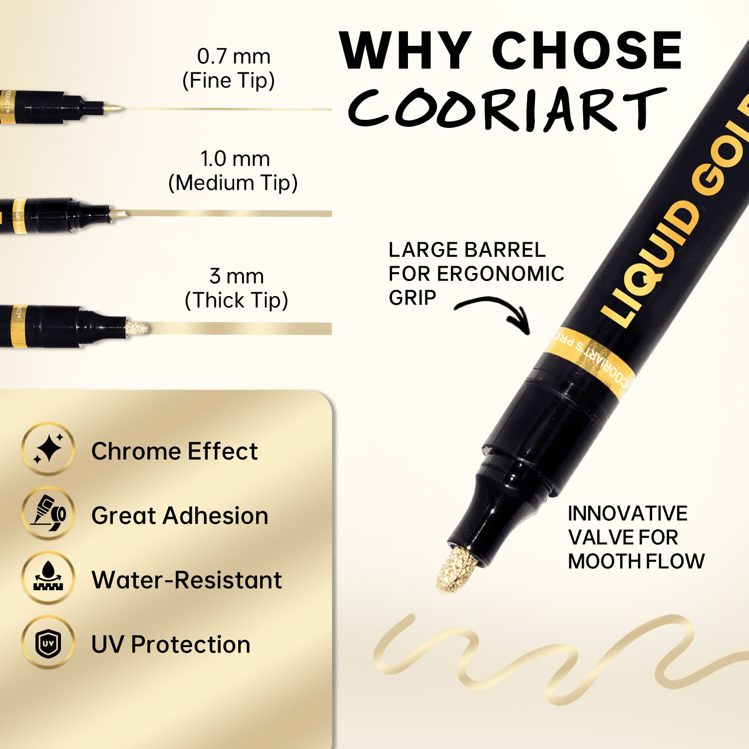 Chrome Gold Markers Metallic Gold Paint Pens for Metal, Plastic Jewelry,Touch-Up and Repair Kit - Image 2