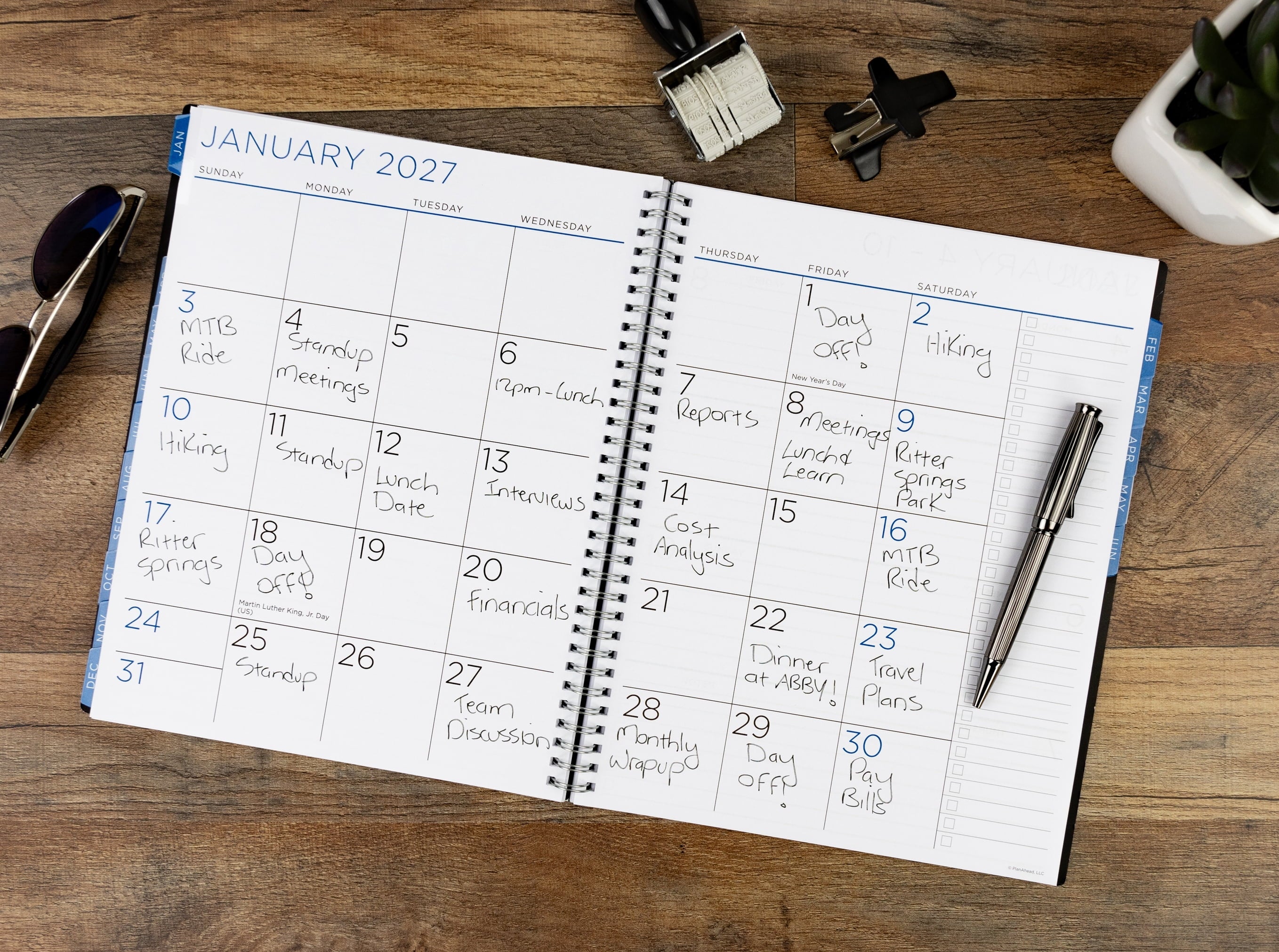 M/W Planner, Large (9" x 11"), Black, 15-Month: Apr 2026 - Jun 2027 - Image 6