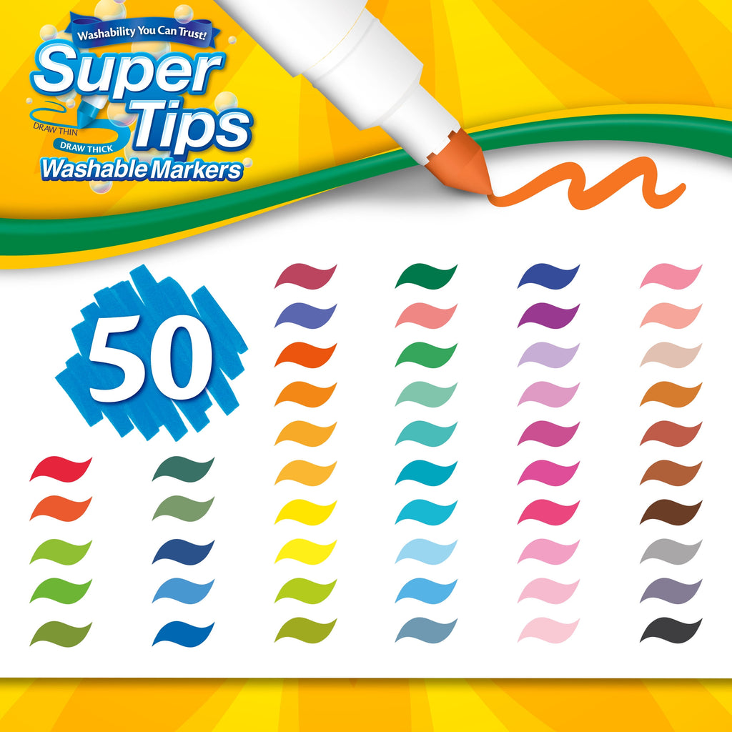 Super Tips Washable Markers for Kids, 50 Count, Arts and Crafts Supplies, Adult Coloring Markers, Classroom Must Have... - Image 5