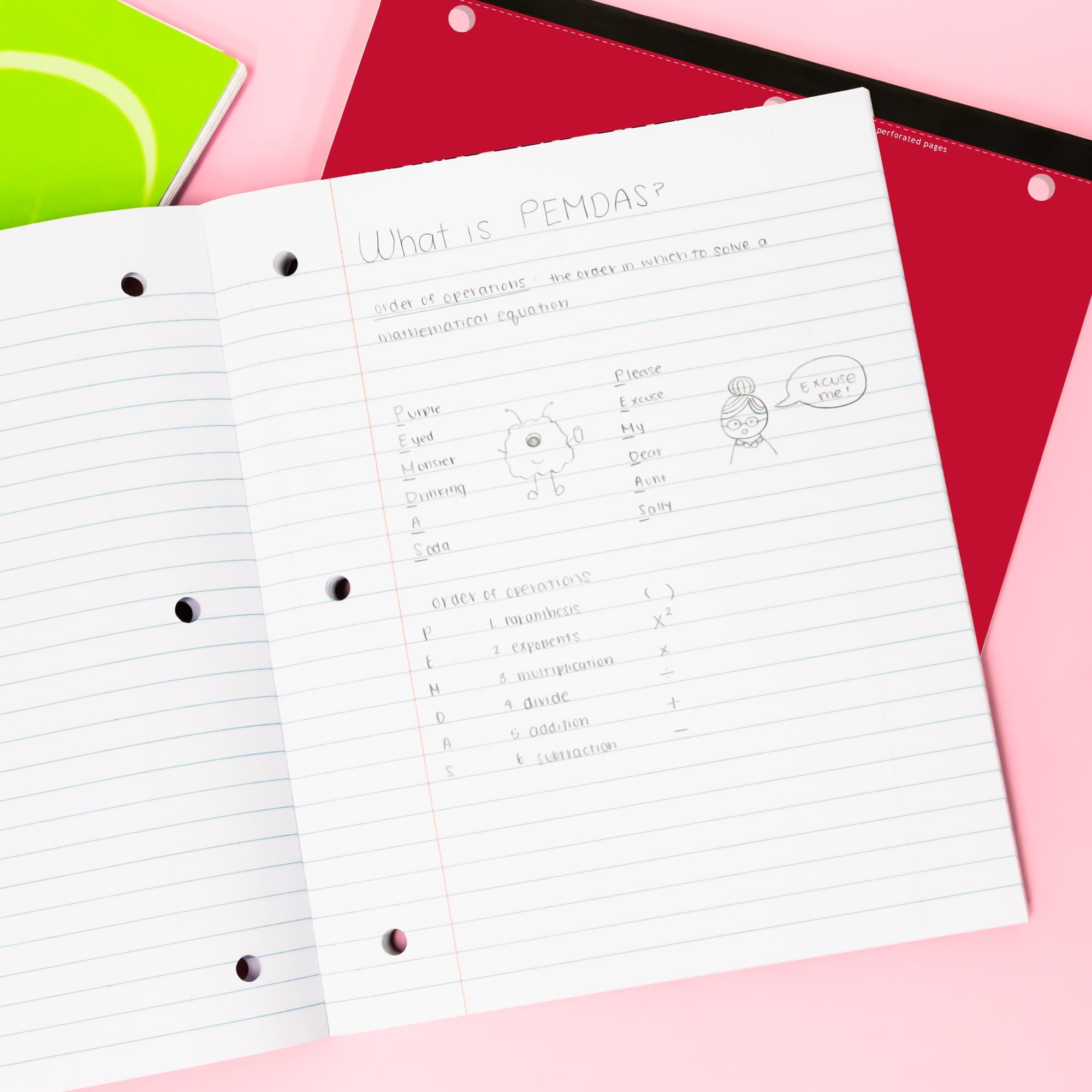 BAZIC Wide Ruled 1 Subject Notebooks 80 Sheets, Assorted Color, 6-Pack - Image 5