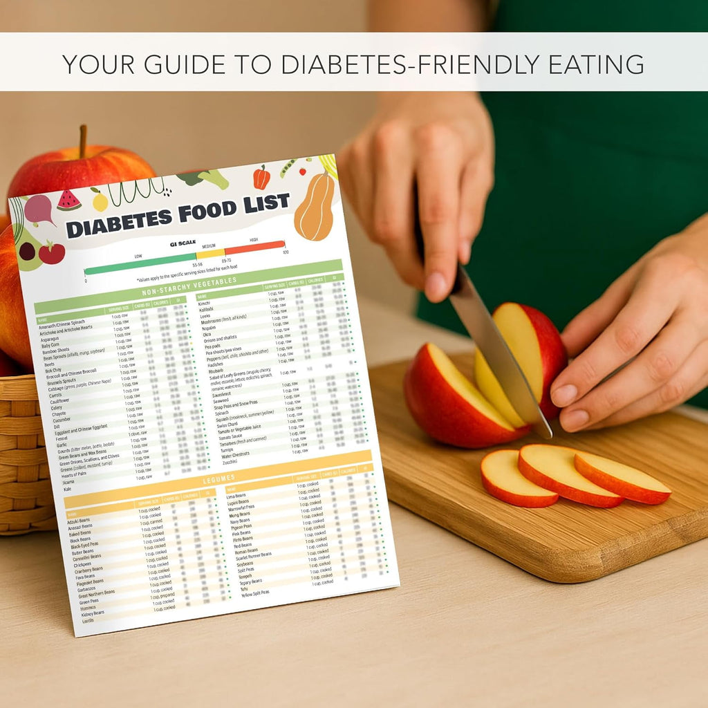 2pcs Diabetes Food Chart & Meal Planner for Diabetics - Laminated 8.5" x 11.5 Diabetic Food List Planner with Serving Size, Carbs, Calories - Image 4