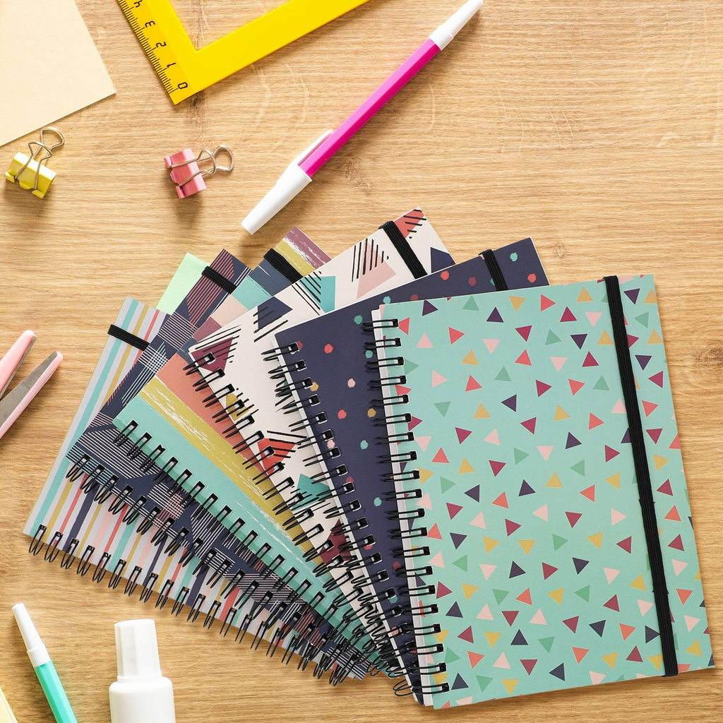 6 Pack 5x7 Spiral Notebooks with Pocket - Small Lined Journals with Elastic Closure for School, Work (6 Designs) - Image 3