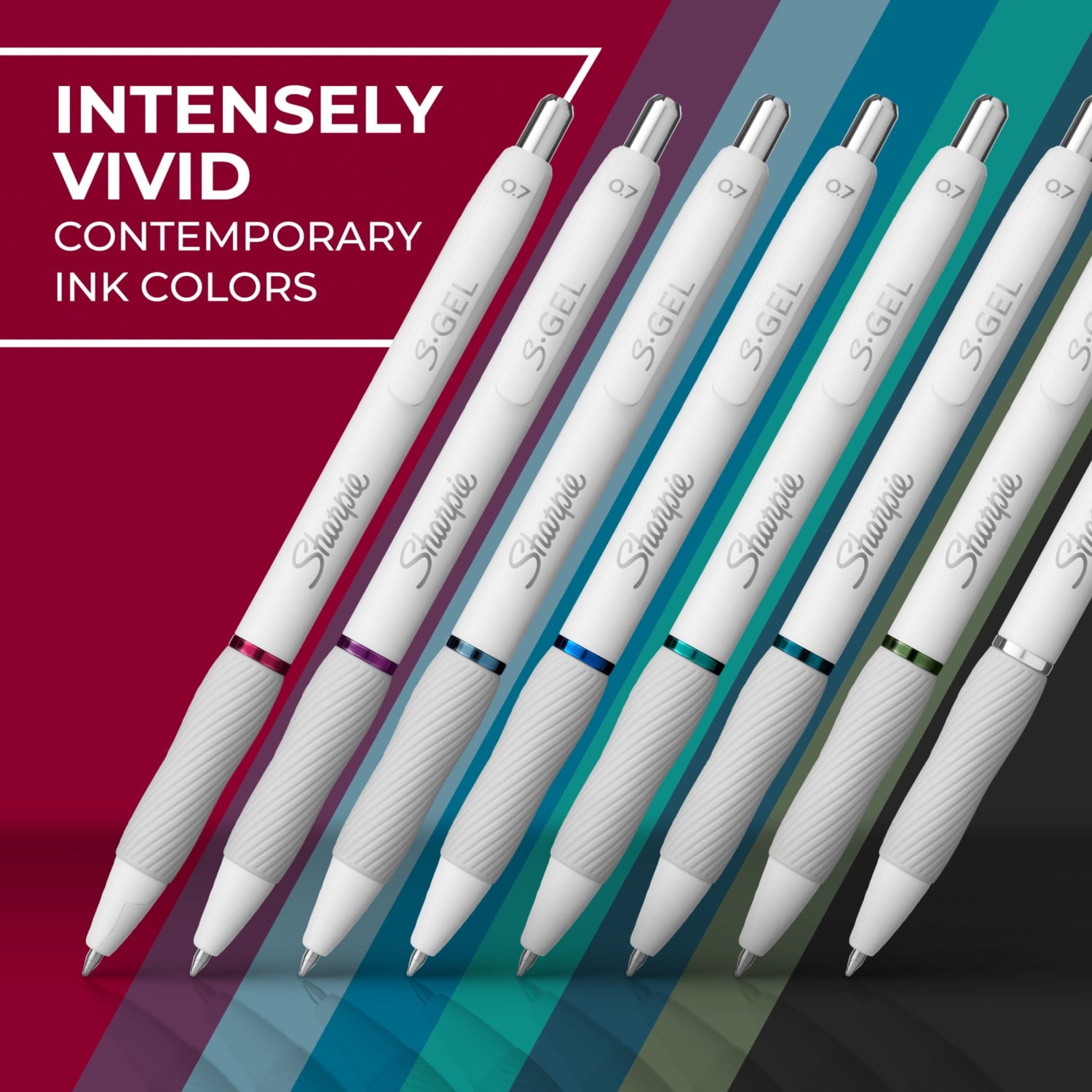 S-Gel Pens, Fashion Barrel Gel Pens, Pearl White Body, Medium (0.7mm) Point, Bold Ink Colors, 8 Count - Image 4