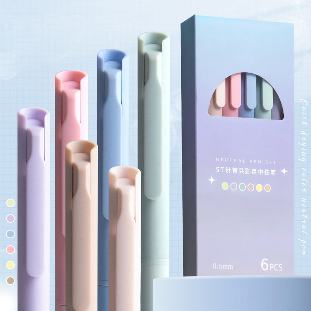 DAMAI 6 PCS Gel Pens Colored Ink,Retractable pointed 0.5MM Quick Drying Aesthetic Pen for Writing, Journaling, Note-Taking,Gifts for Women a - Image 4