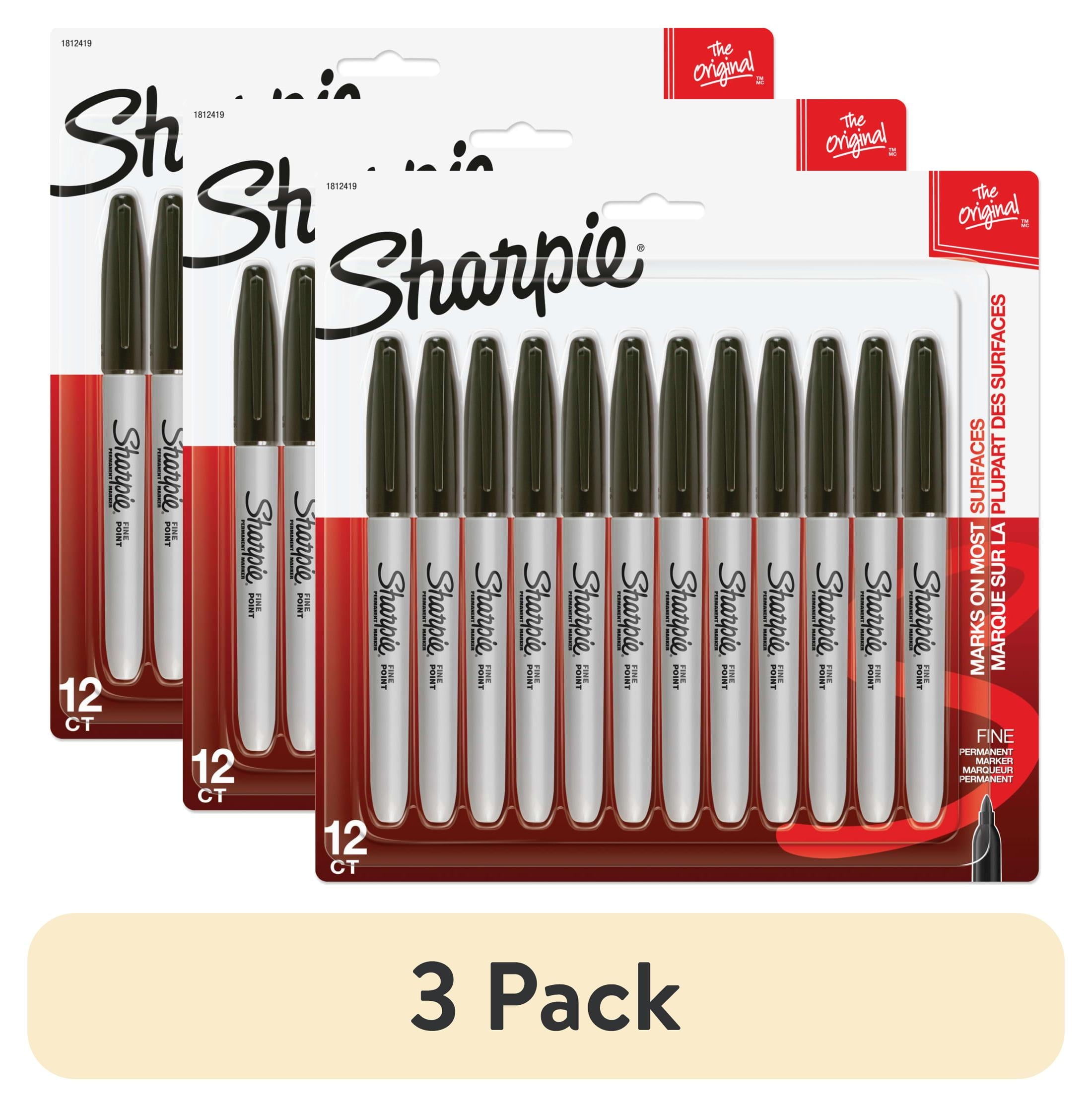 (3 pack) Permanent Markers, Fine Point, Black, 12 Count