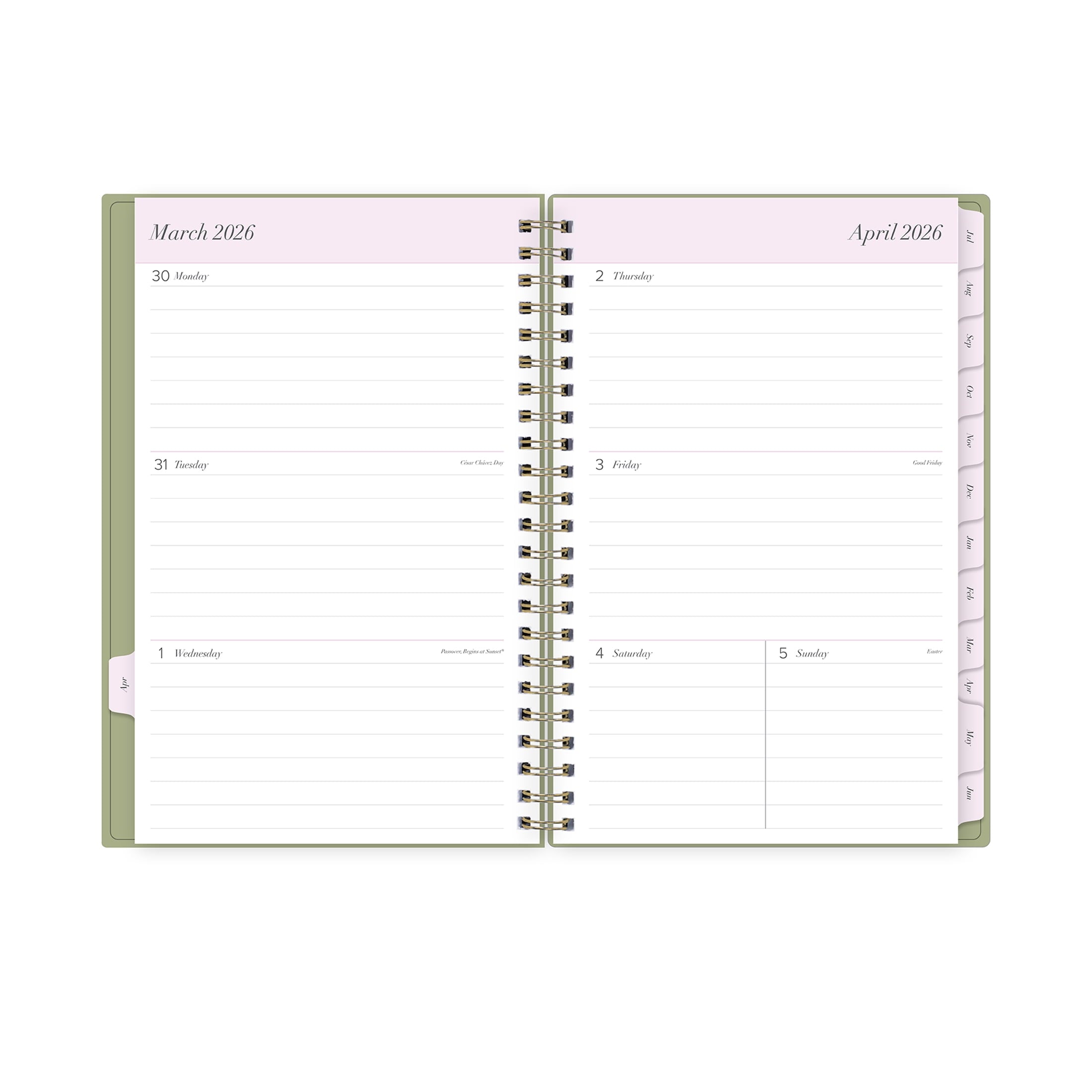 Monthly Weekly Planner, 5" x 8", Simple Sage 15-Month (April 2026 - June 2027) - Image 4