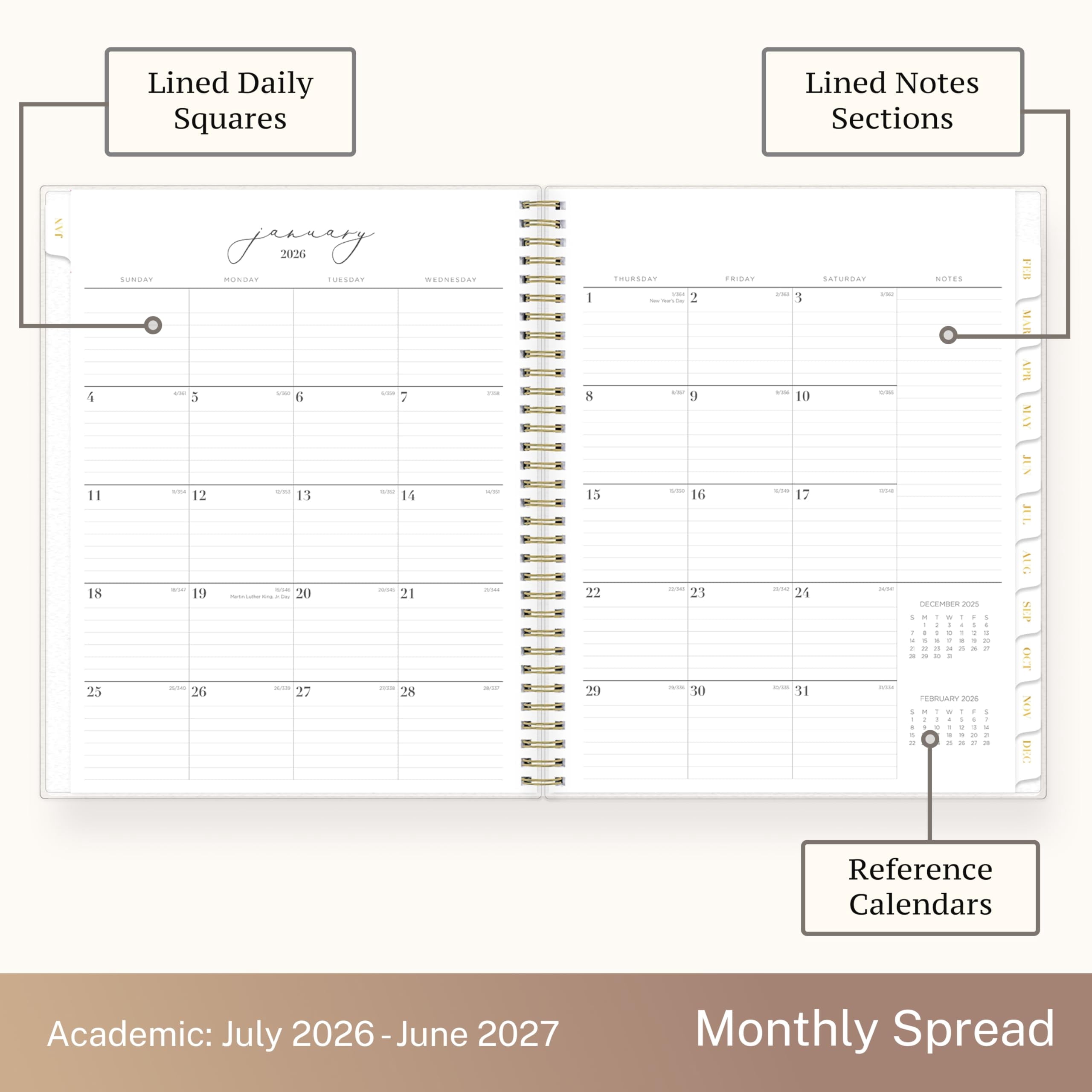 2026-2027 Academic Year Weekly and Monthly Planner, July 2026 - June 2027, 8.5 x 11, Flexible Cover, Laminated Tabs, ... - Image 5