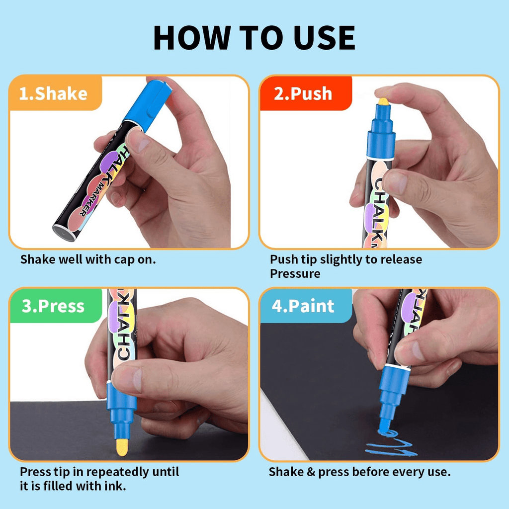 Liquid Chalk Markers Pens,12 Colors Washable & Wet Erase Neon Chalk Makers for Blackboard,Chalkboard Signs,Glass Wind... - Image 2