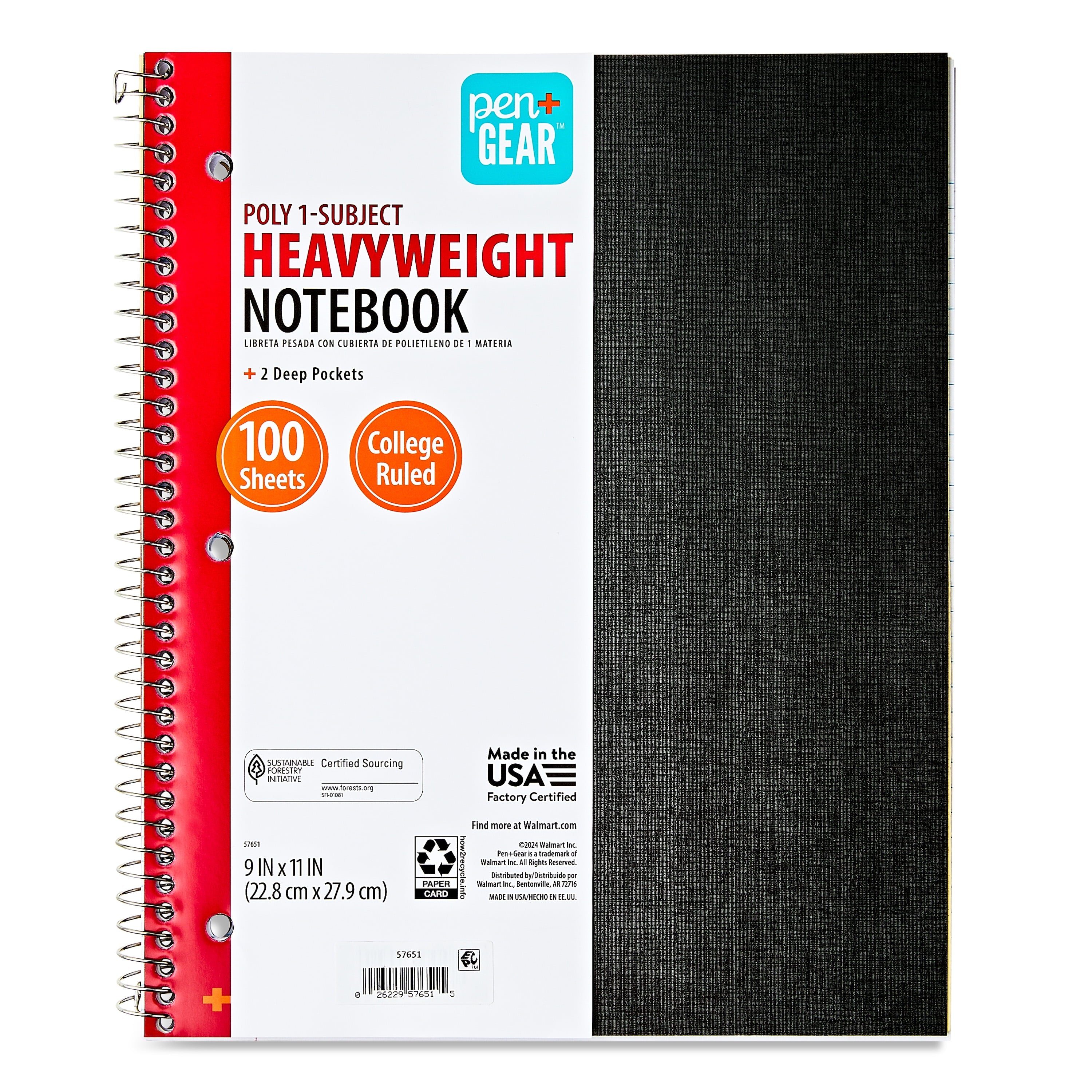 1-Subject Poly Notebook, Black, 9" x 11", 100 Sheets - Image 5