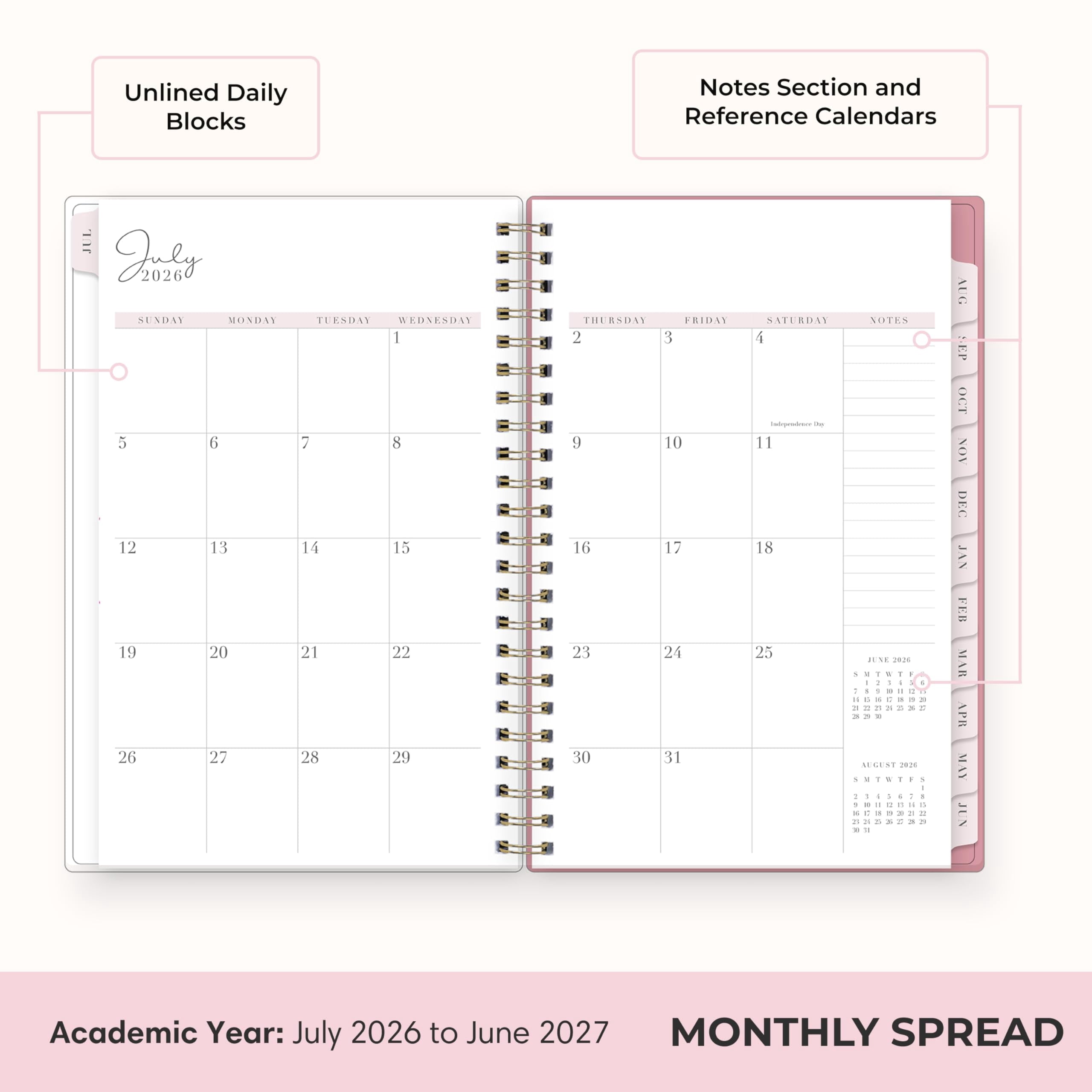 2026-2027 Weekly and Monthly Academic Year Planner Calendar, July 2026 - June 2027, 5" x 8", Flexible Cover, Wireboun... - Image 4