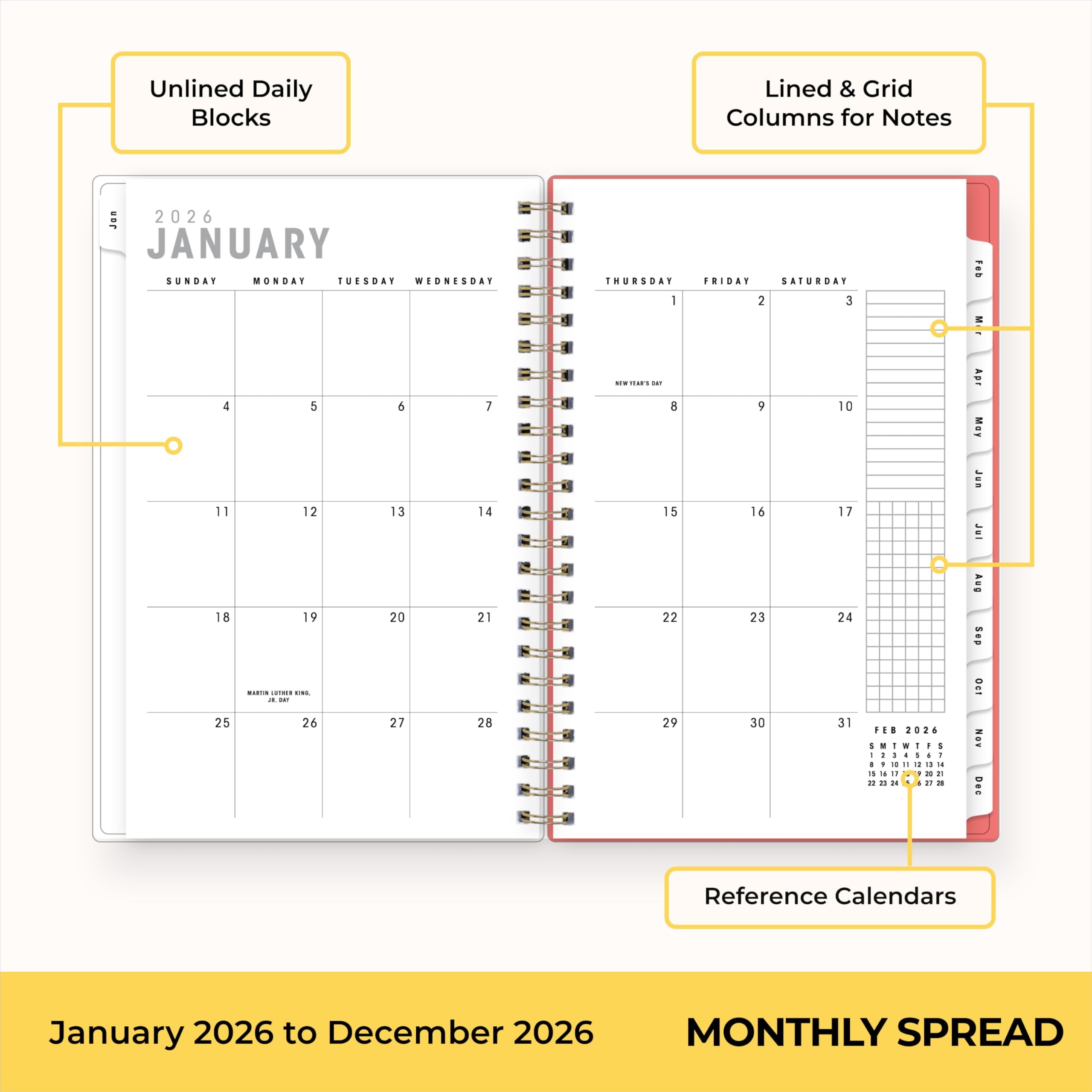 Blue Sky Artisans & Makers Sara Harding 2026 Weekly and Monthly Planner, January 2026 - December 2026, 5" x 8", Flexible Cover, Durable Wire - Image 5