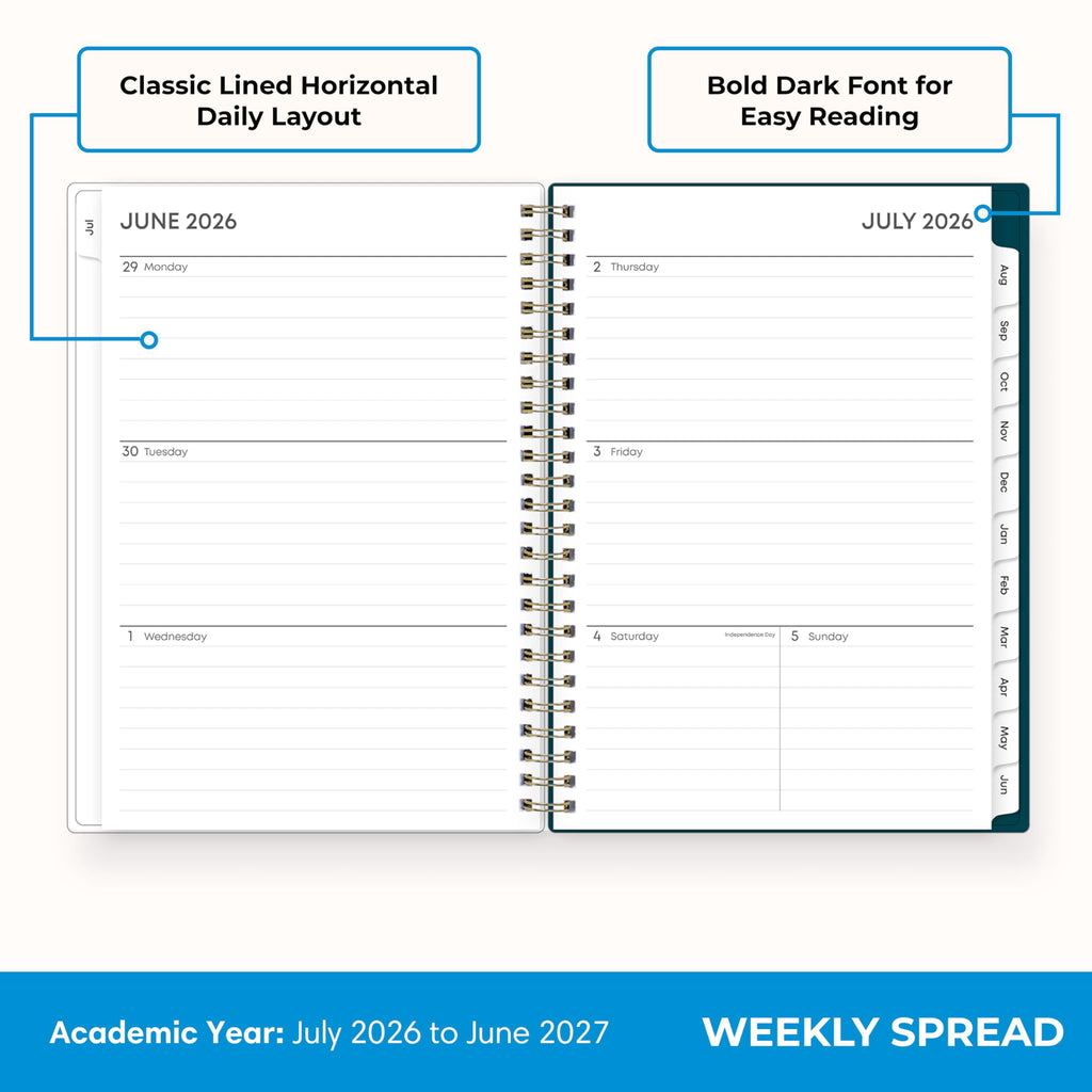 2026-2027 Weekly and Monthly Academic Year Planner Calendar, July 2026 - June 2027, 5.875" x 8.625", Flexible Cover, ... - Image 3