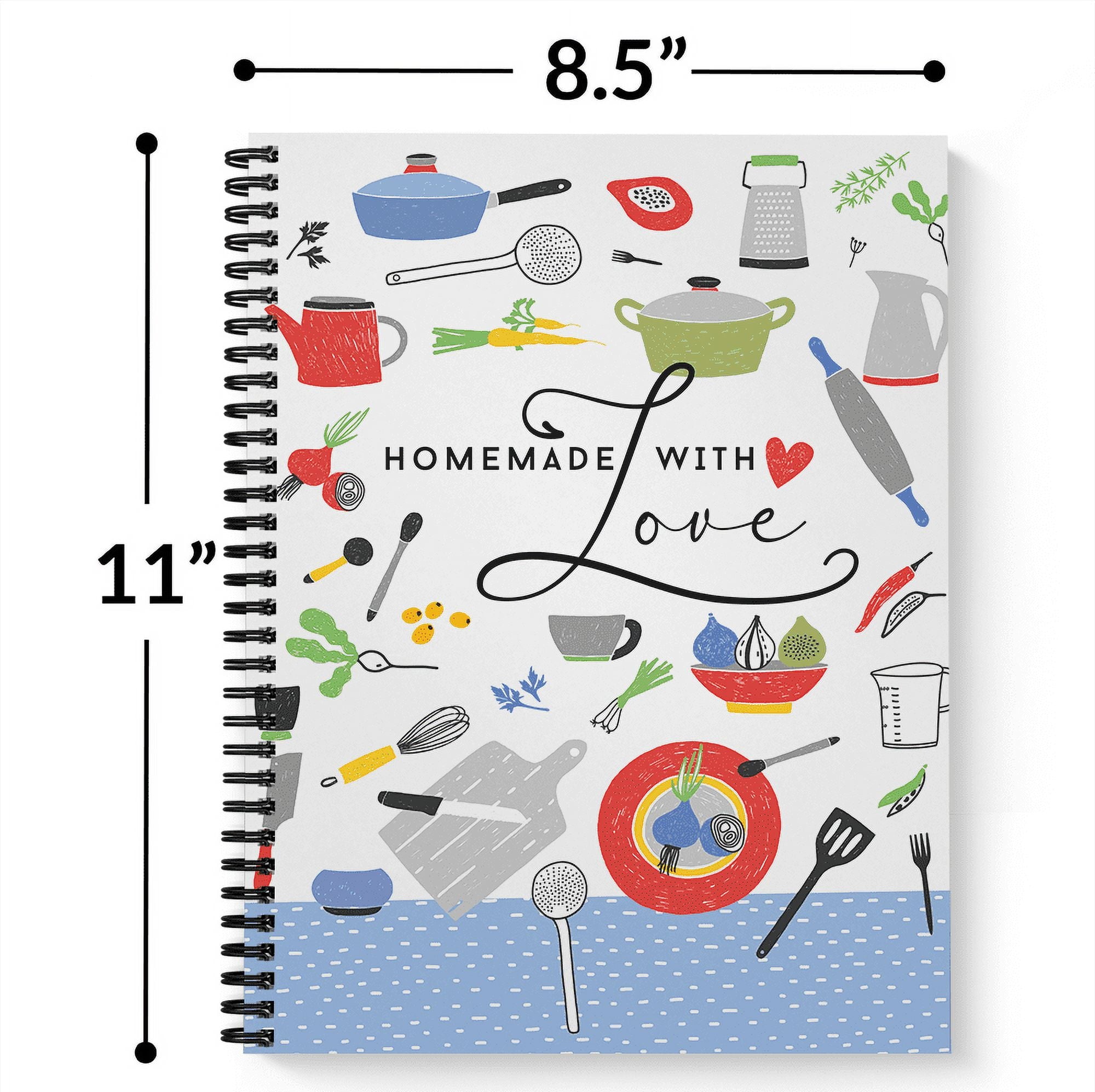 Hardcover Homemade With Love 8.5" x 11" Spiral Recipe Notebook/Journal, 120 Recipe Pages, Soft Touch Matte Laminated ... - Image 3