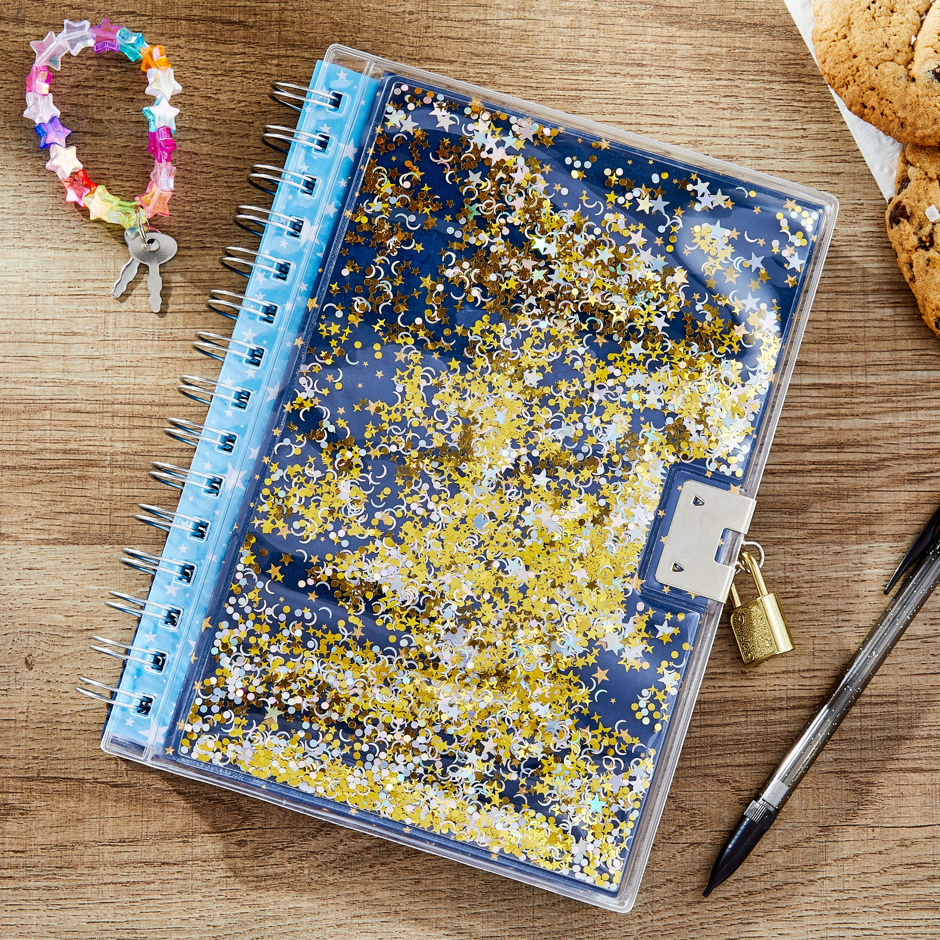 Star Shaker Locking Hardcover Journal, 6.6" x 8.3", 160 Ruled Pages - Image 3