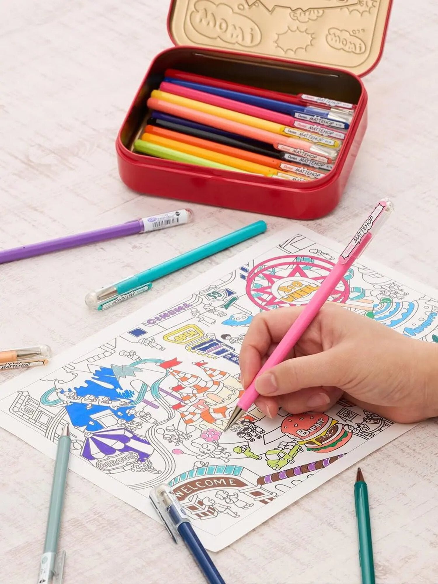 Color Gel Pen Set, (1.0 mm), 21 Colors, with Metal Box - Image 3