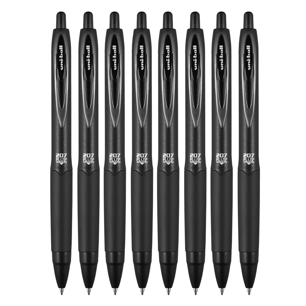 207 Plus+ Retractable Gel Pens, Medium Point (0.7mm), Black, 8 Pack - Image 2