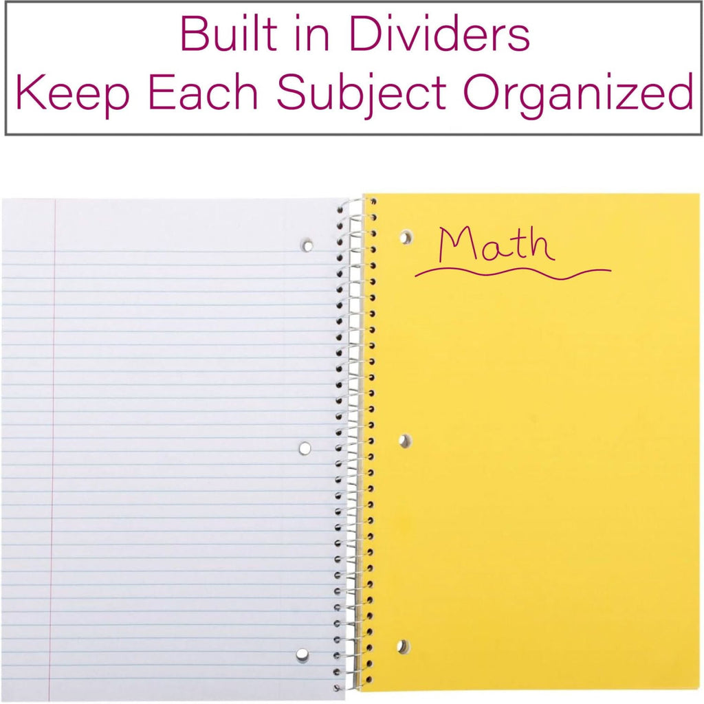 20 Pack of Bulk Wholesale 3 Subject 120 Sheet Wide Ruled Lined Spiral Notebooks in Assorted Colors - Image 6