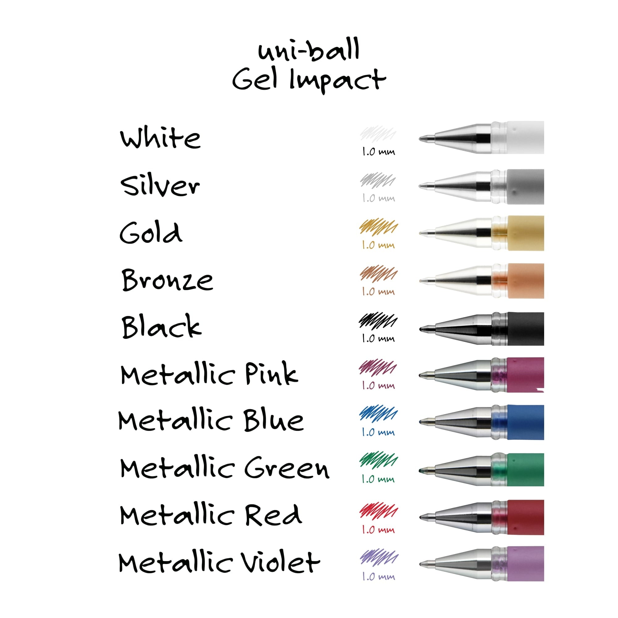 uni-ball GEL IMPACT Gel Pens, Assorted Marvelous Metallics Ink, Bold Point, Assorted Barrels, 1 mm, 1 Set, 1919997 - Image 6