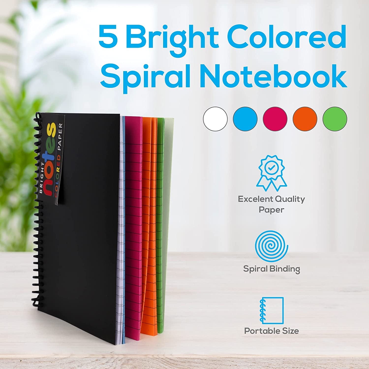 Spiral 5x7 Inch Notebooks - Wirebound College Ruled Note Books, Bright Neon Colored Lined Paper, Perforated Notepad M... - Image 5