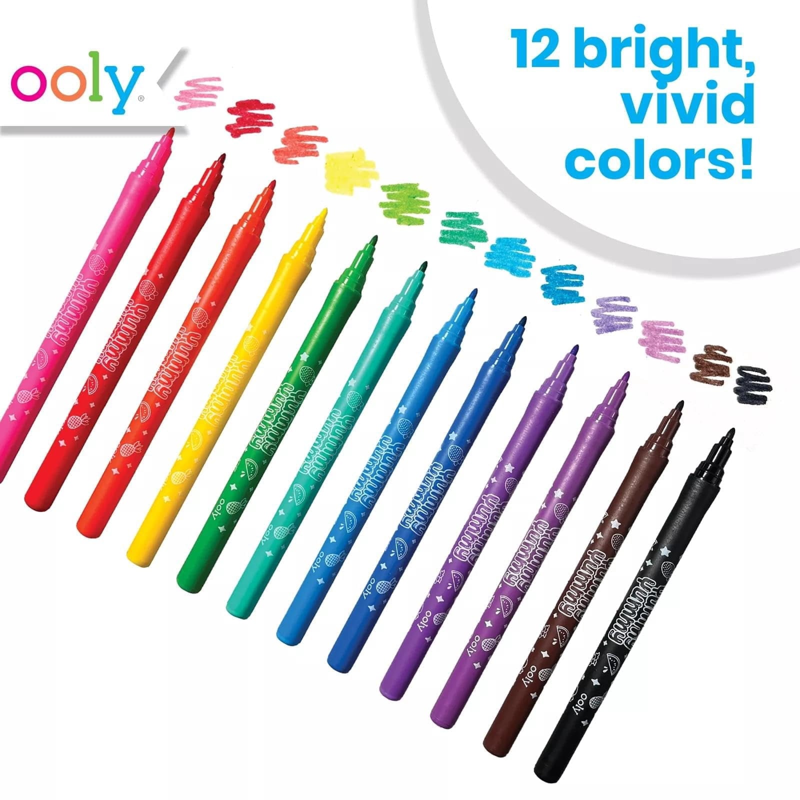 Yummy Yummy Scented Washable Markers for Kids, 12 Classic Colors - Image 2