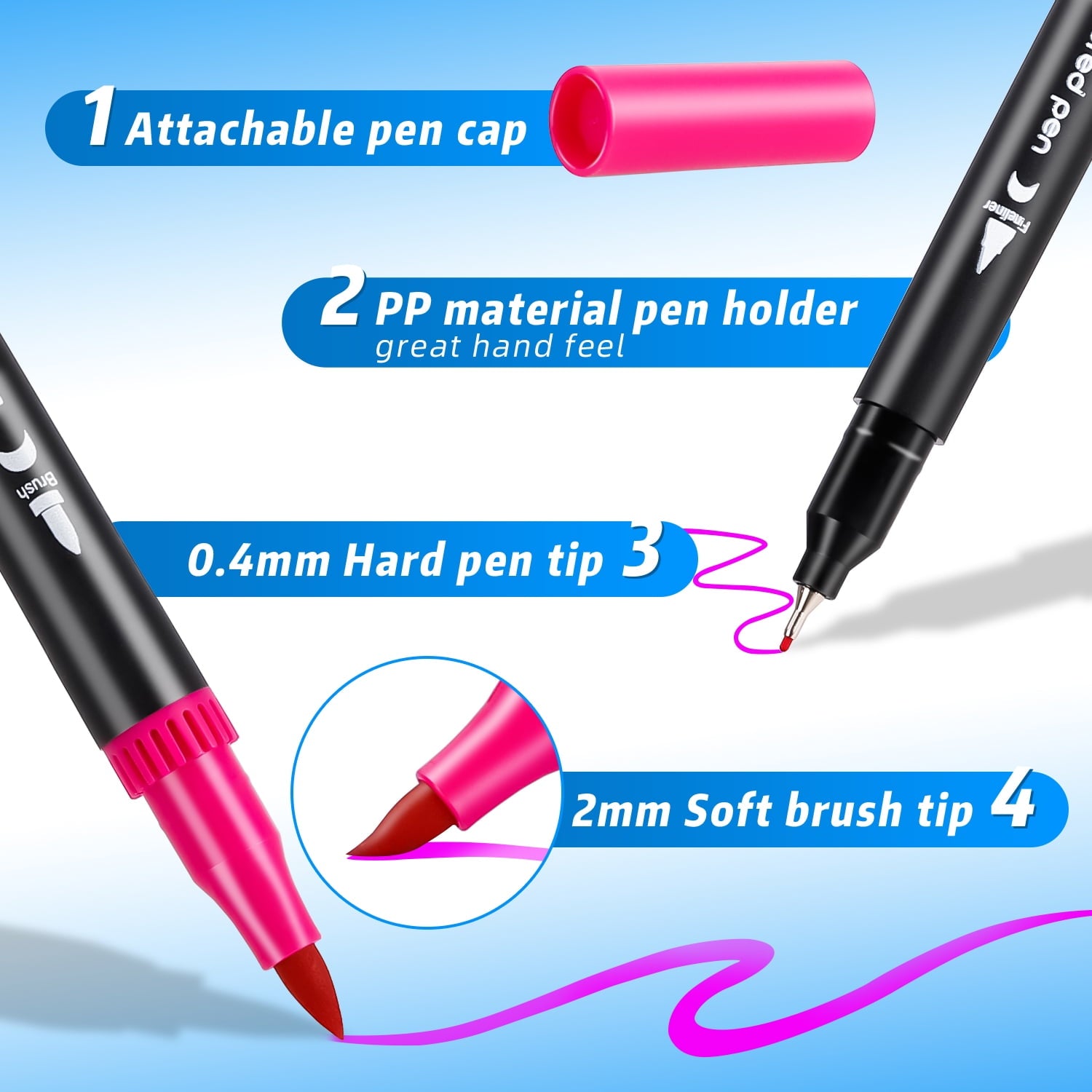 80 Colors Dual Tip Markers, Fine Tip and Brush Tip Coloring Marker Pens For Coloring Books, Painting,Journaling, Note... - Image 4