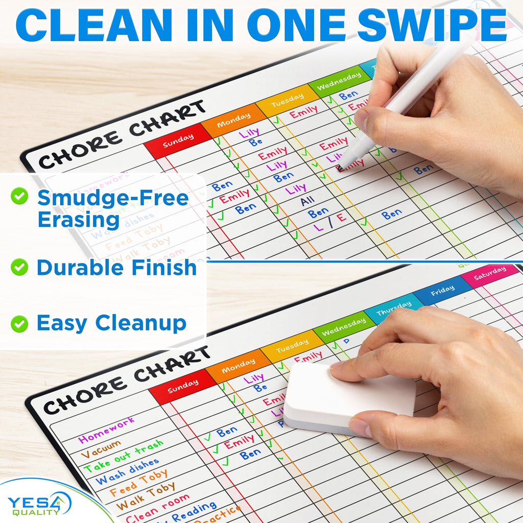 Magnetic Chore Chart, 11"x14" Weekly Planner & 6.5"x8.5" Shopping List W/ Markers & Eraser - Image 4