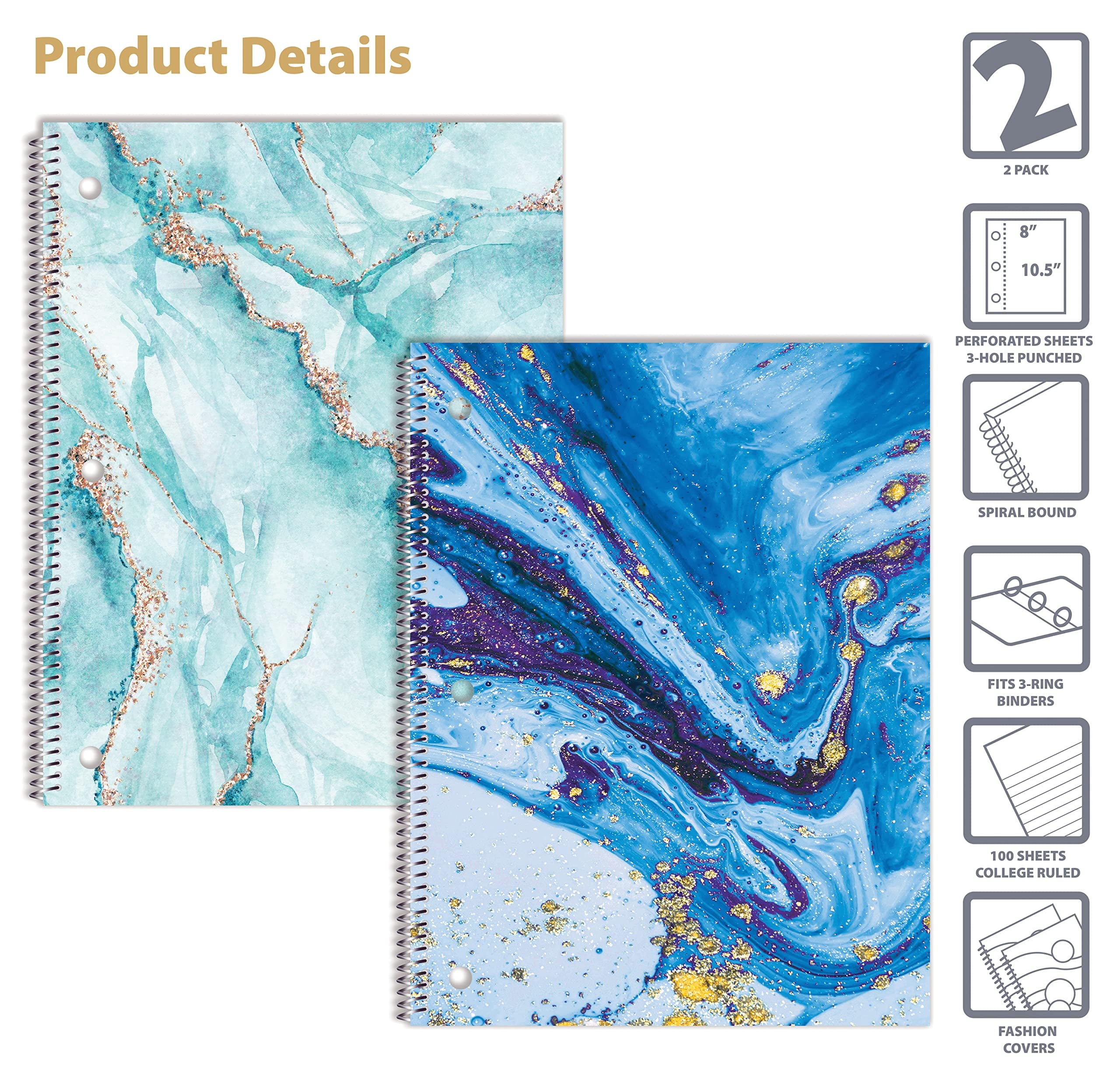 Better Office Products - Notebook - spiral-bound - - 100 sheets / 200 pages - College - 3 holes (pack of 2) - Image 4