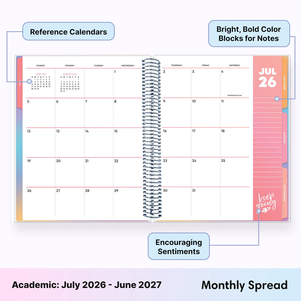 Blue Sky Teachwell 2026-2027 Weekly and Monthly Academic Year Teacher Lesson Planner Calendar, July 2026 - June 2027, 8.5" x 11", Colorful I - Image 3