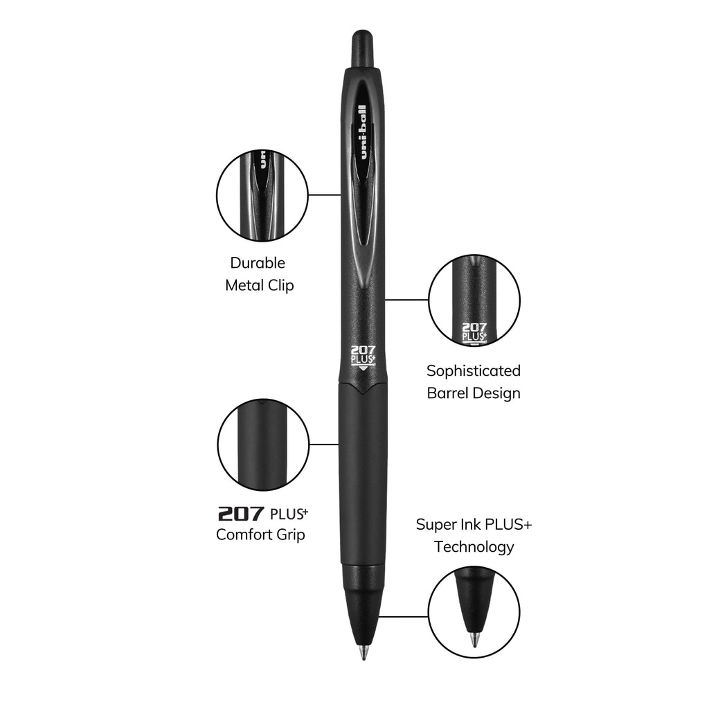 207 Plus+ Retractable Gel Pens, Medium Point (0.7mm), Black, 8 Pack - Image 4