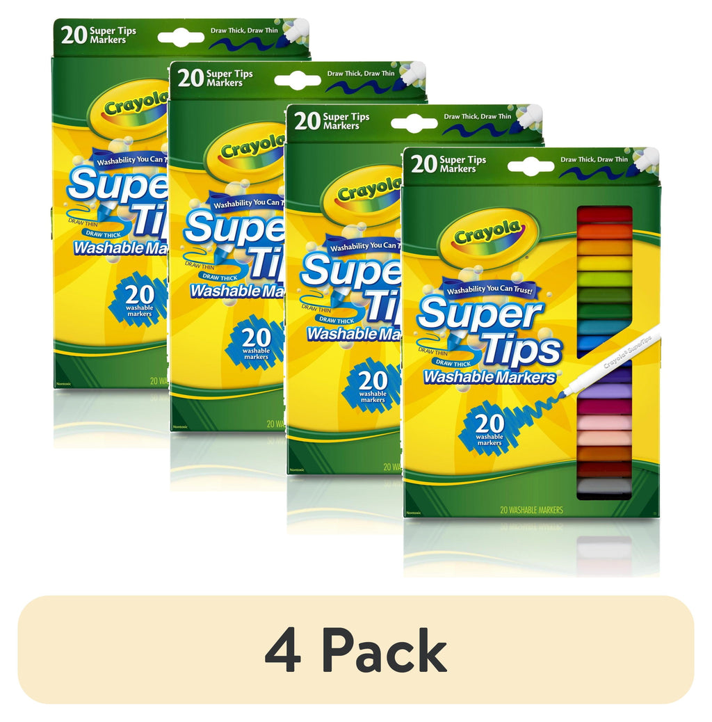(4 pack) Crayola Super Tips Washable Markers for Kids, 20 Ct, School Supplies, Classroom Must Haves, Bullet Journaling, Gift for Kids, Ages