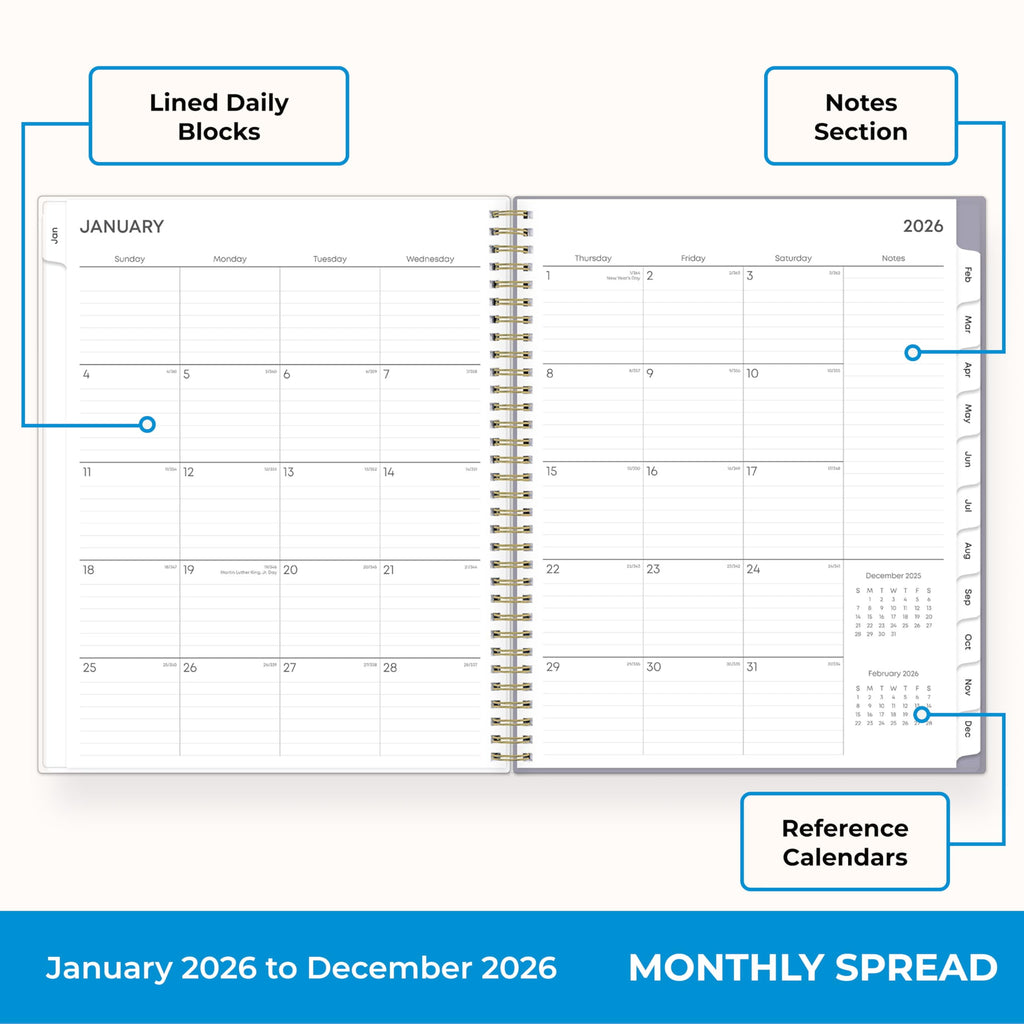 2026 Weekly and Monthly Planner Calendar, January 2026 - December 2026, 8.5" x 11", Flexible Cover, Laminated Tabs, D... - Image 4