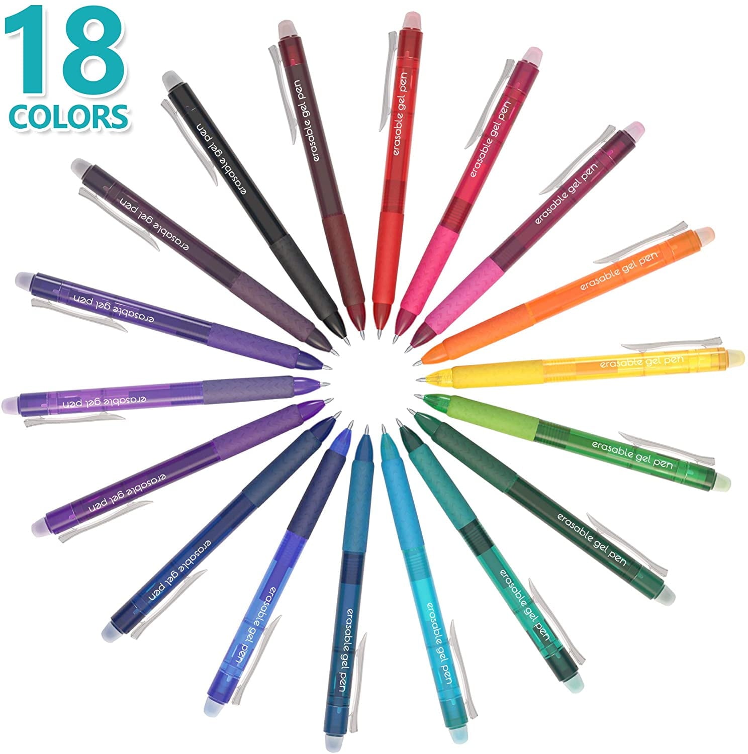 Erasable Gel Pens, 18 Colors Lineon Retractable Erasable Pens Clicker, Fine Point, Make Mistakes Disappear, Assorted Color Inks for Drawing - Image 5
