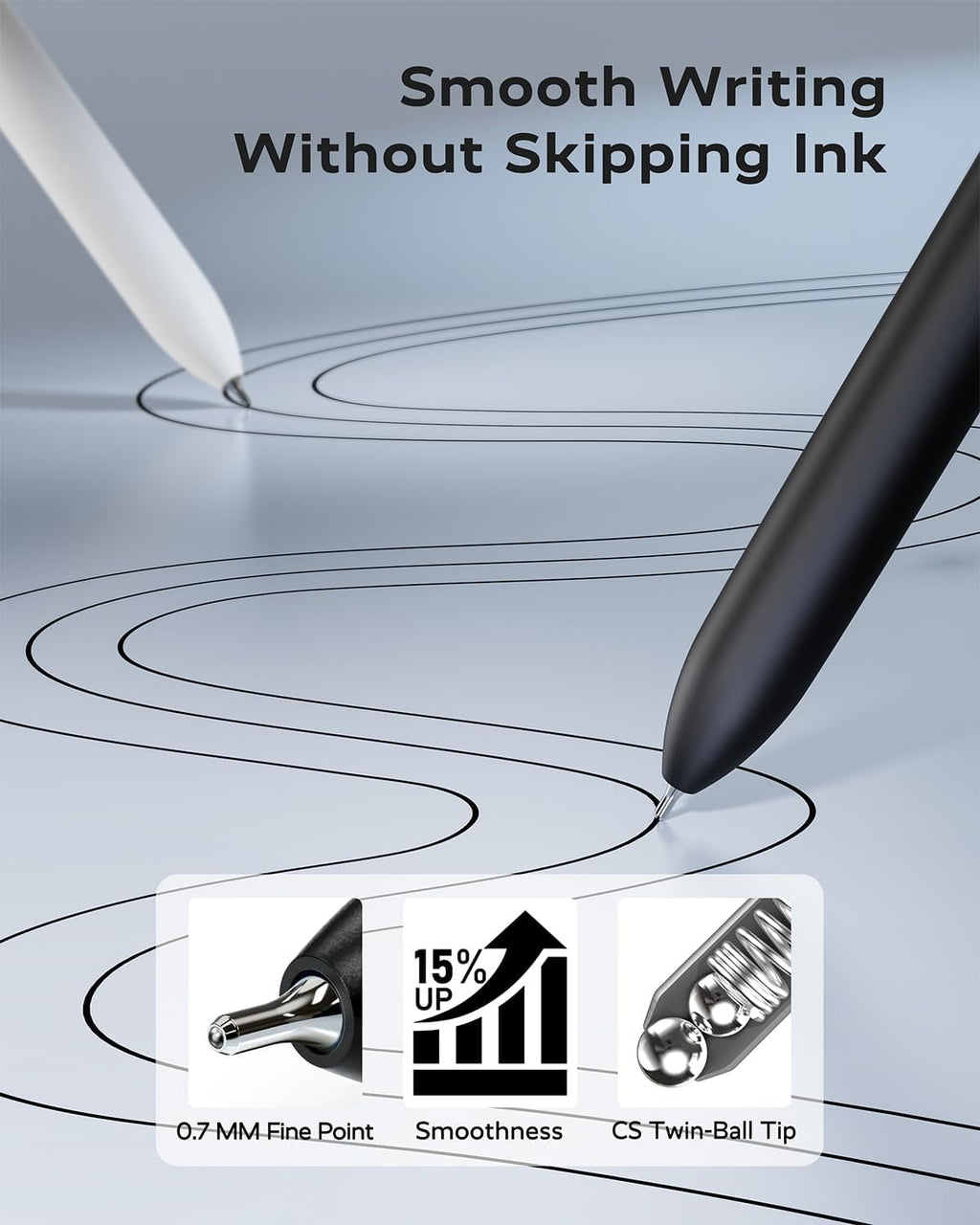 Black Gel Pens , 6Pcs Fine Point Smooth Writing Pens with 3 Extra Refills, Black Ink Pens for Journaling, Writing, Of... - Image 6